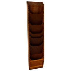 Retro Multi Adjustable Modernist Wall Hanging Walnut Magazine Display Rack