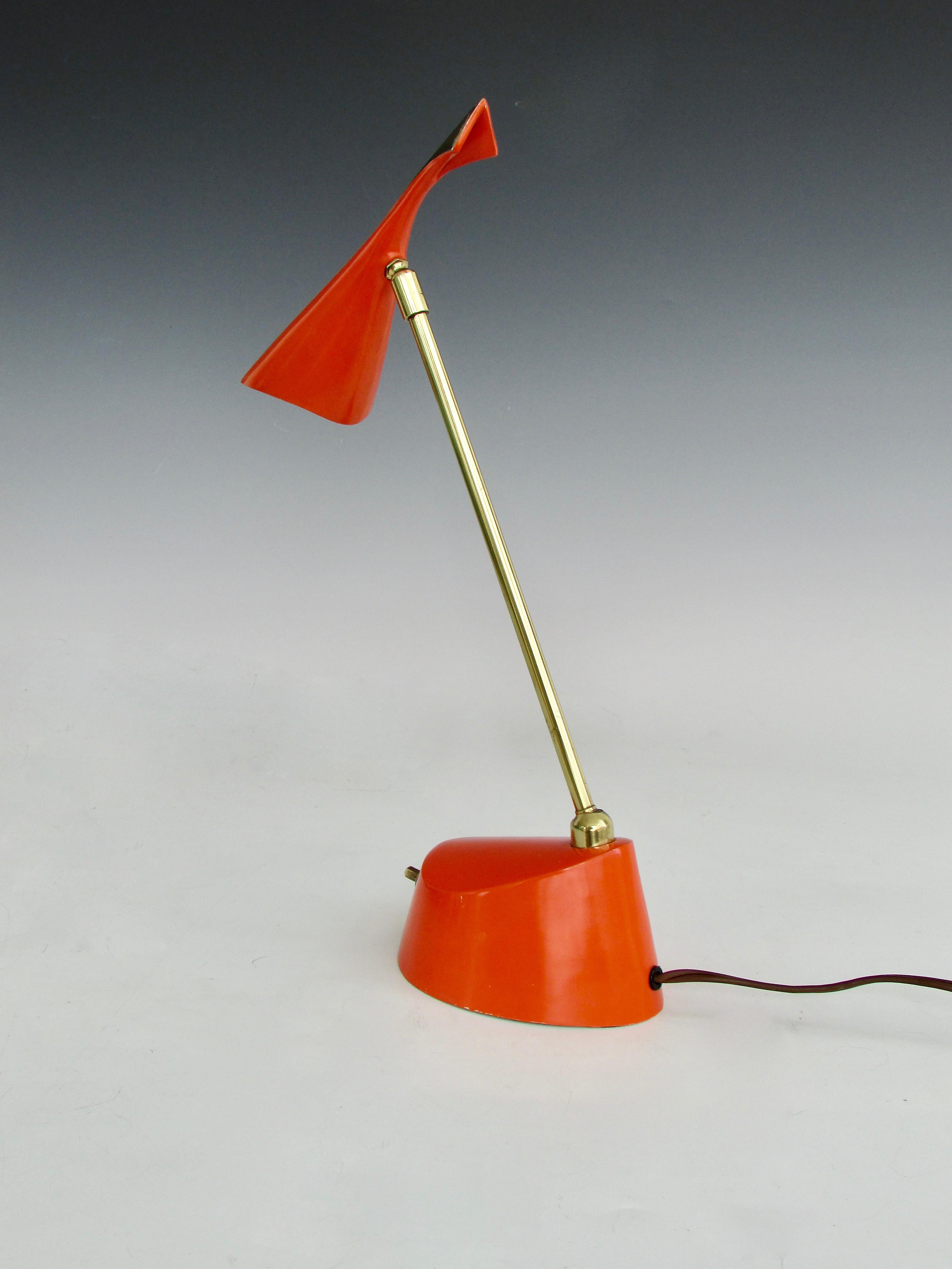 20th Century Multi Adjustable Wall or Desk Lamp by Laurel in Excellent Original Orange Paint