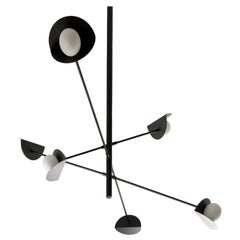 Contemporary Multi-Arm Steel Tubing and Folded Steel Shade Chandelier