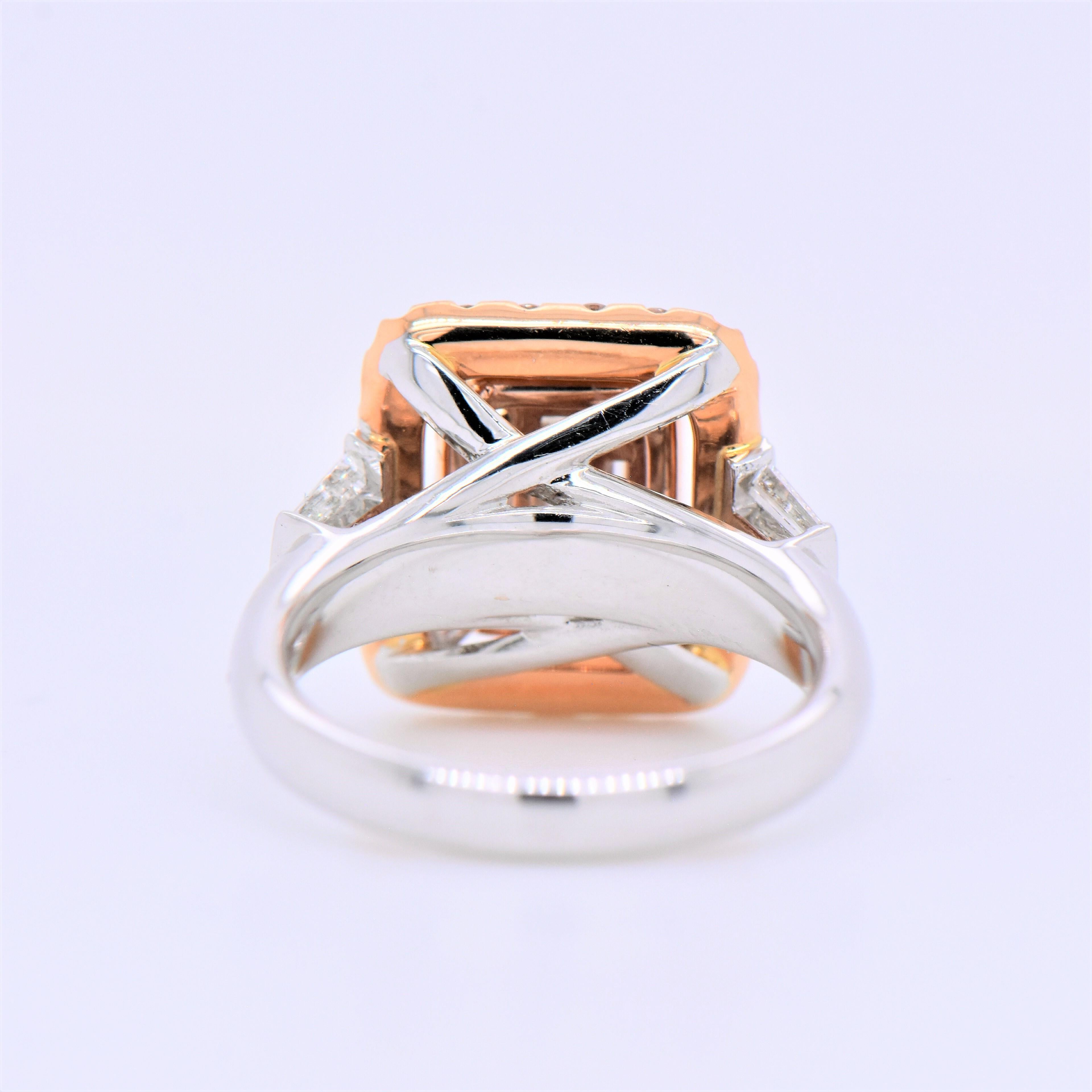 Baguette Cut Multi-Baguette Diamond Double Frame Ring in 18 Karat White and Rose Gold