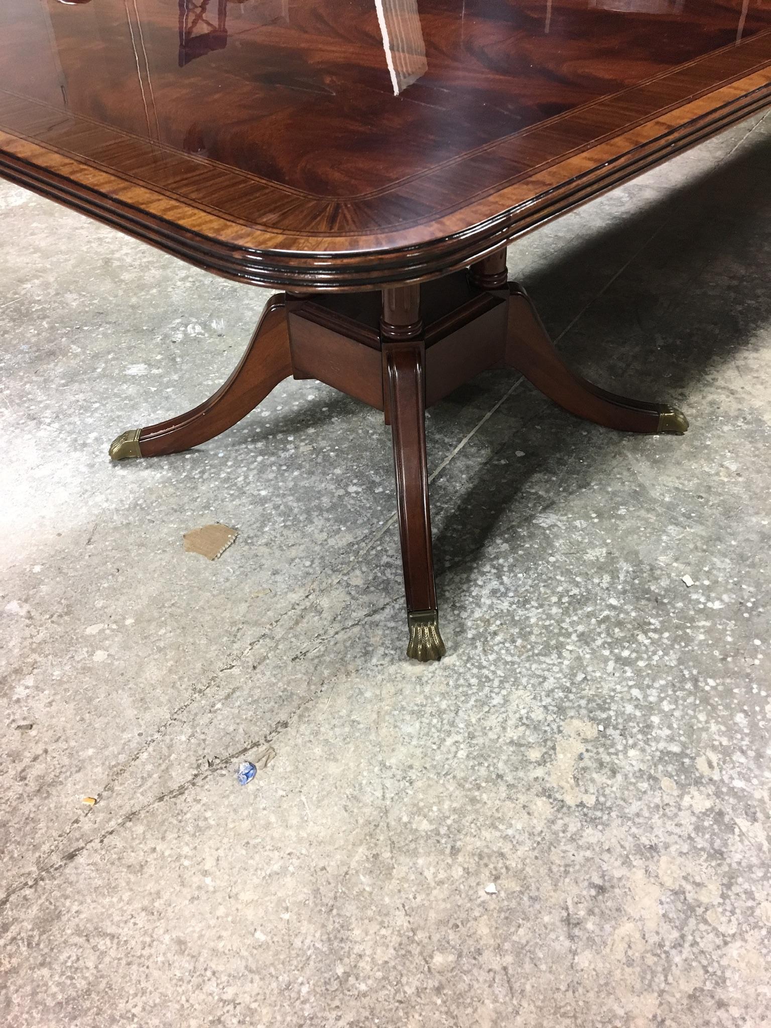 Multi-Banded 14 Ft. Mahogany Regency Style Dining Table by Leighton Hall In New Condition For Sale In Suwanee, GA