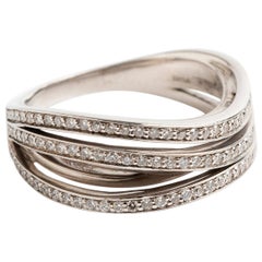 Multi Banded Dress Ring, 9 Karat Gold, Small Diamonds 'Set .5 Carat', HM London