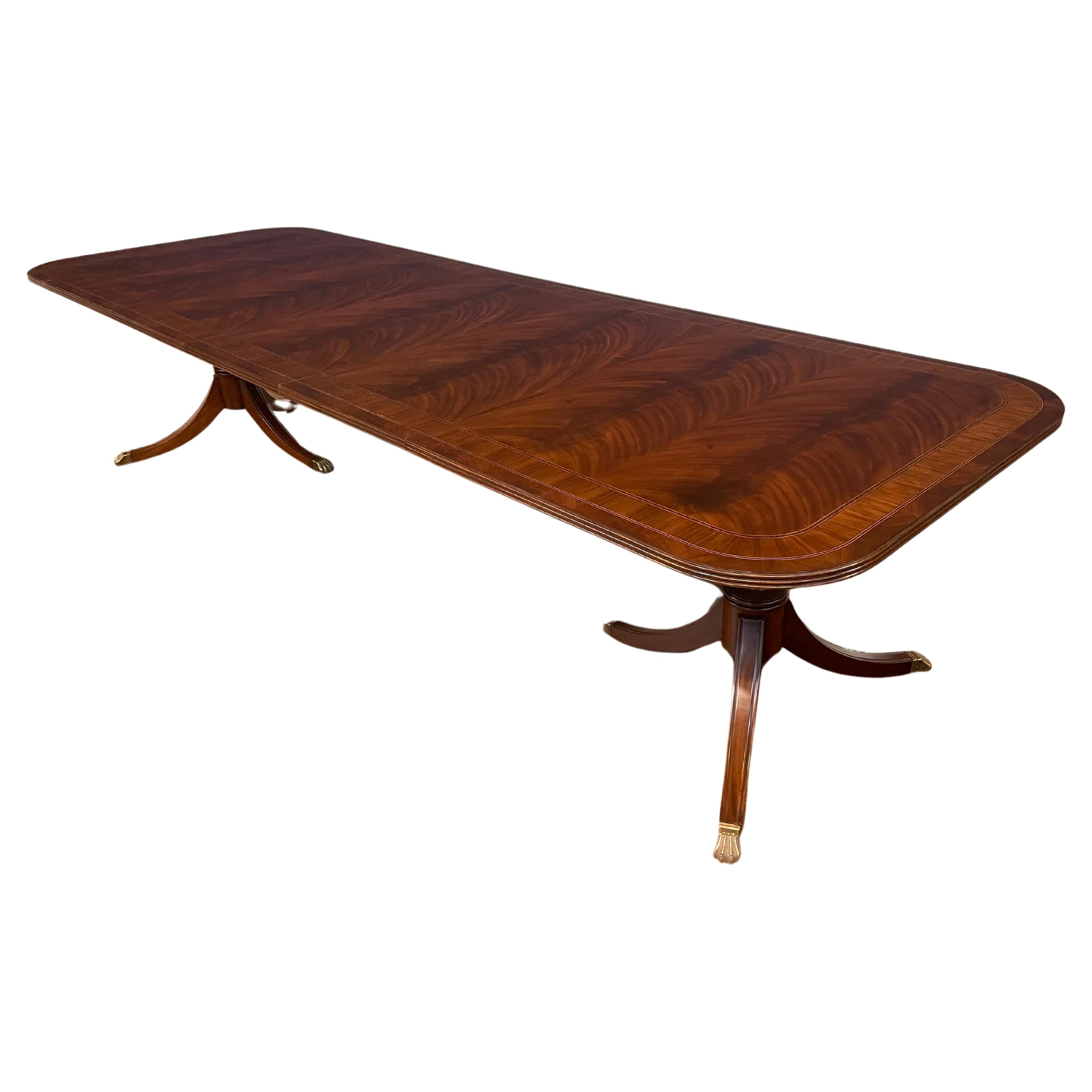 Multi-Banded Mahogany Dining Table by Leighton Hall - Showroom Sample