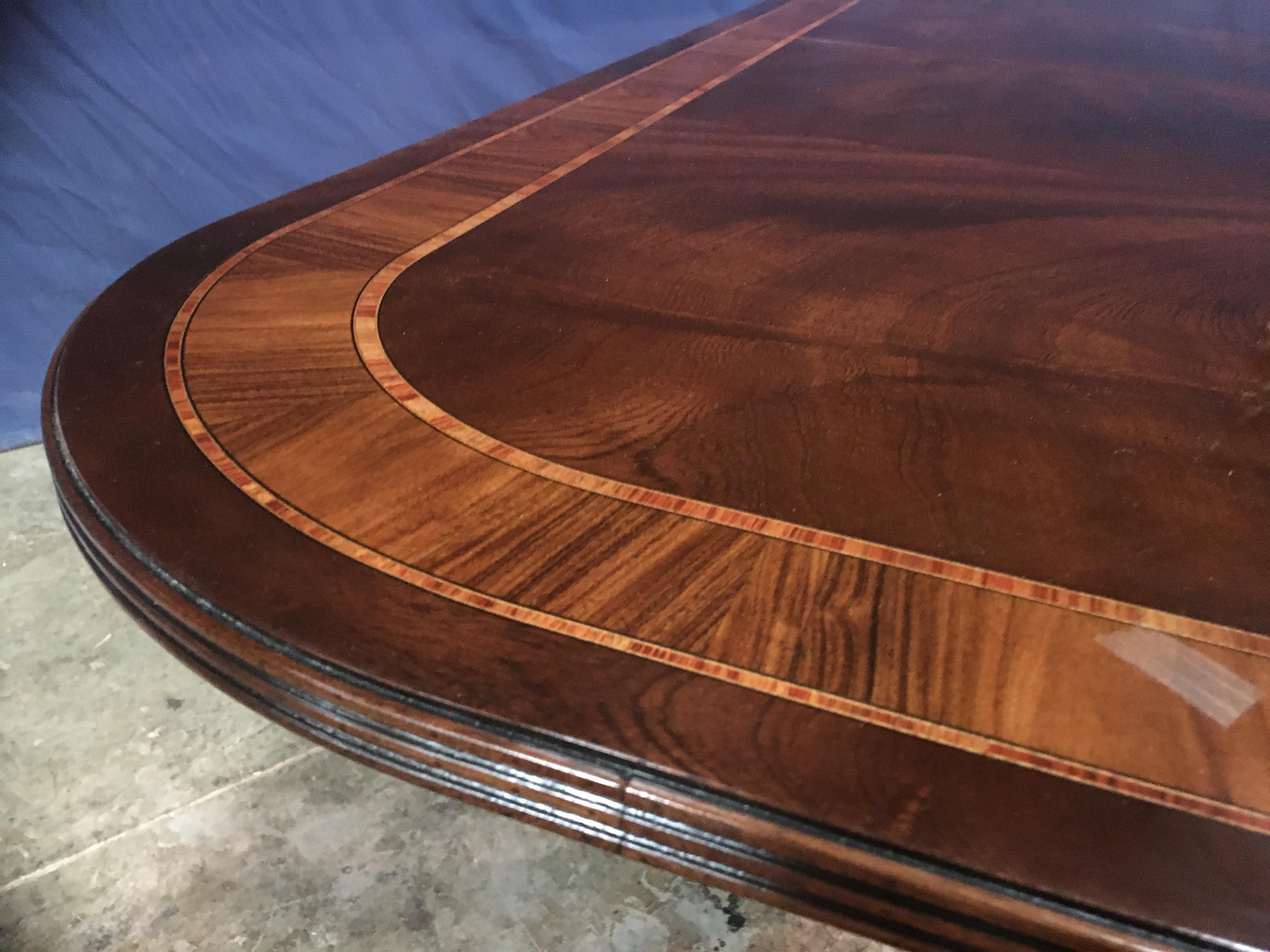 Contemporary Multi-Banded Mahogany Georgian Style Dining Table by Leighton Hall For Sale