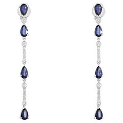 0.30ct Blue Sapphire & Diamond 14K Gold Drop Earrings