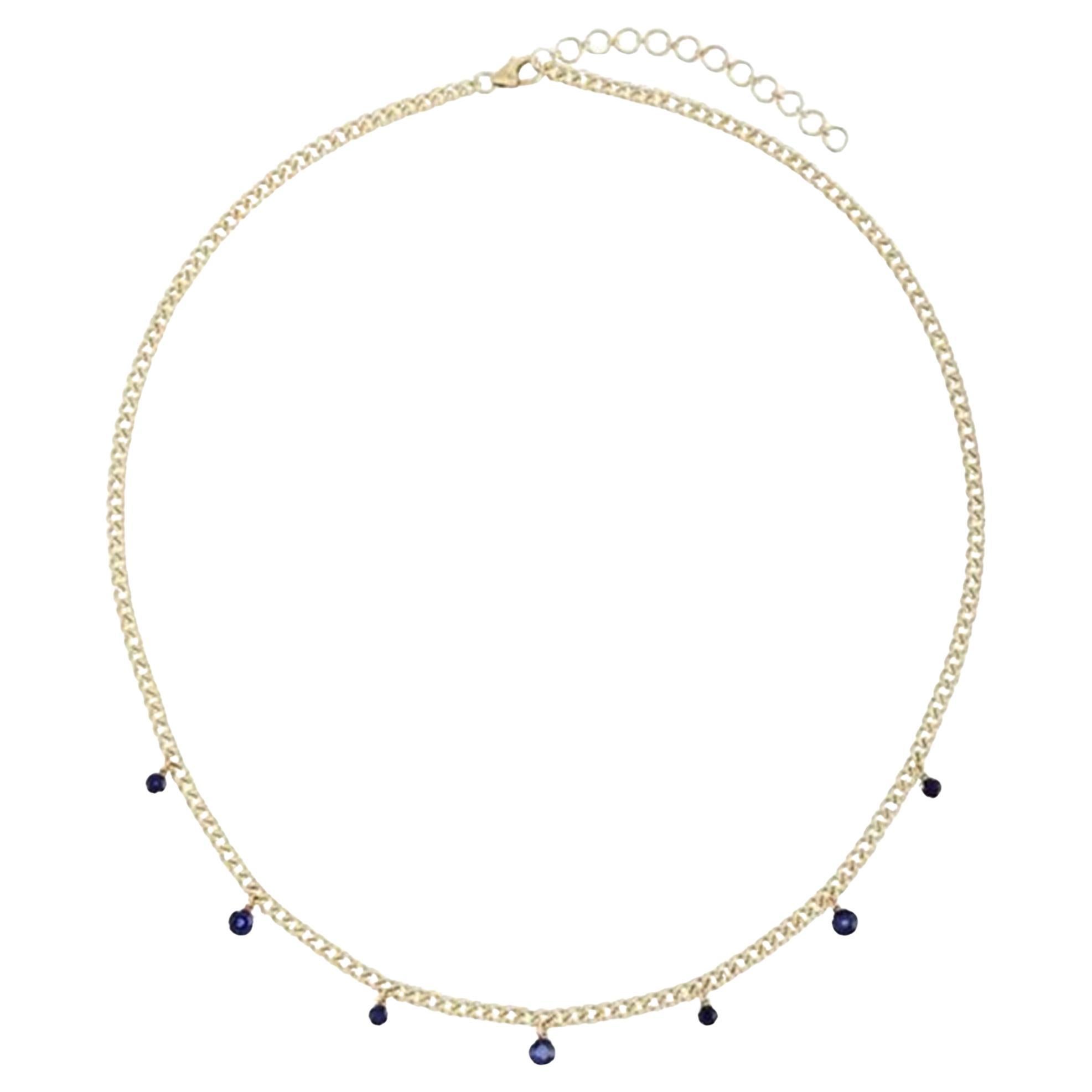 1.43ct Blue & Multi Sapphire 14K Gold Link Necklace For Sale