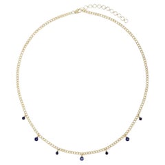 Collana a maglie in oro 14 carati con zaffiri blu e multicolori da 1,43 carati