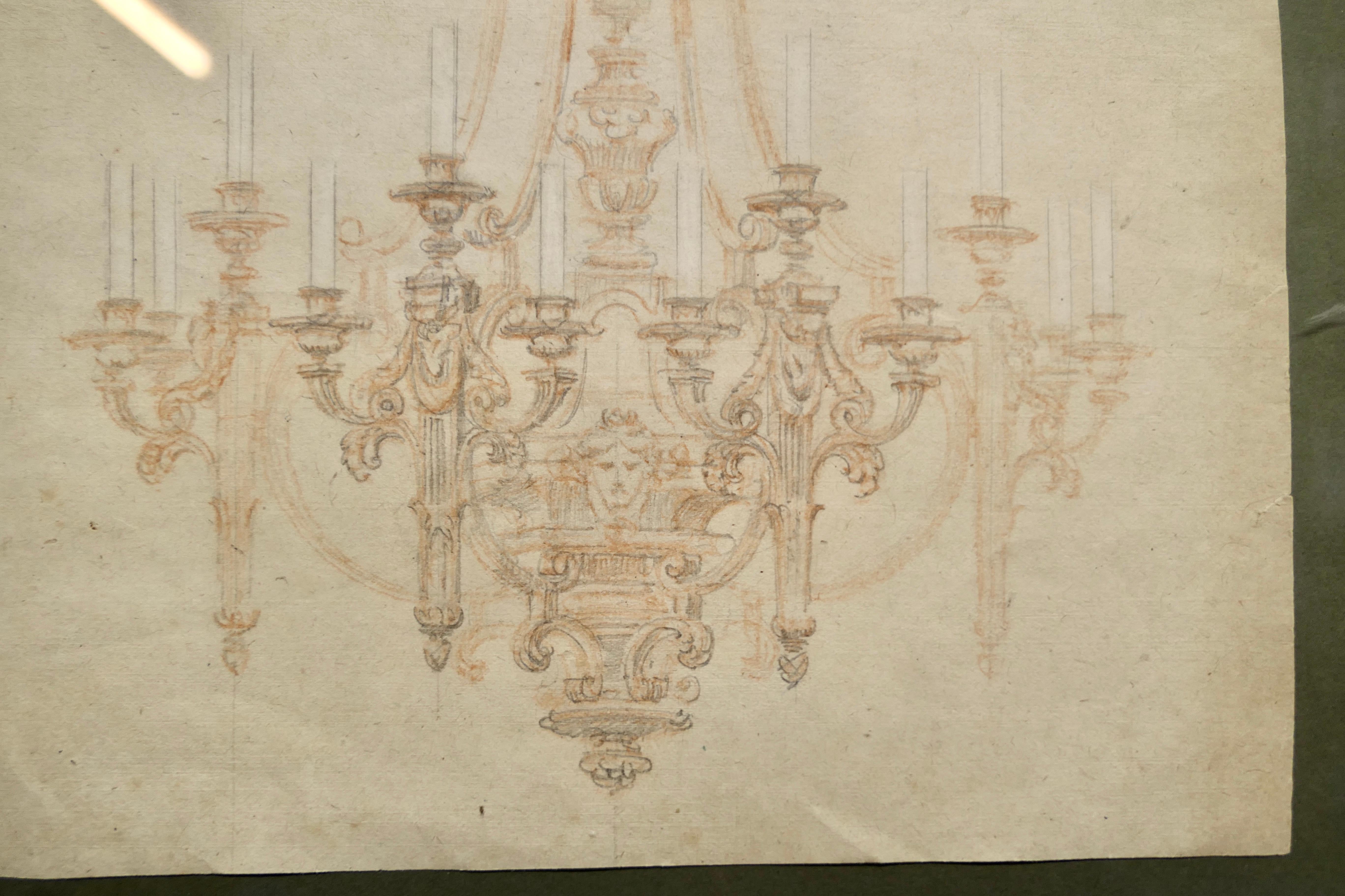 Multi Branch Arts and Crafts Chandelier Illustration Attributed to Amor Fenn In Good Condition For Sale In Chillerton, Isle of Wight