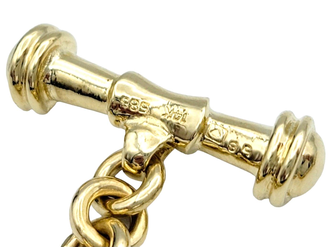 Bracciale Charm a più catene in oro giallo 14 carati con diamanti e pietre preziose in vendita 4