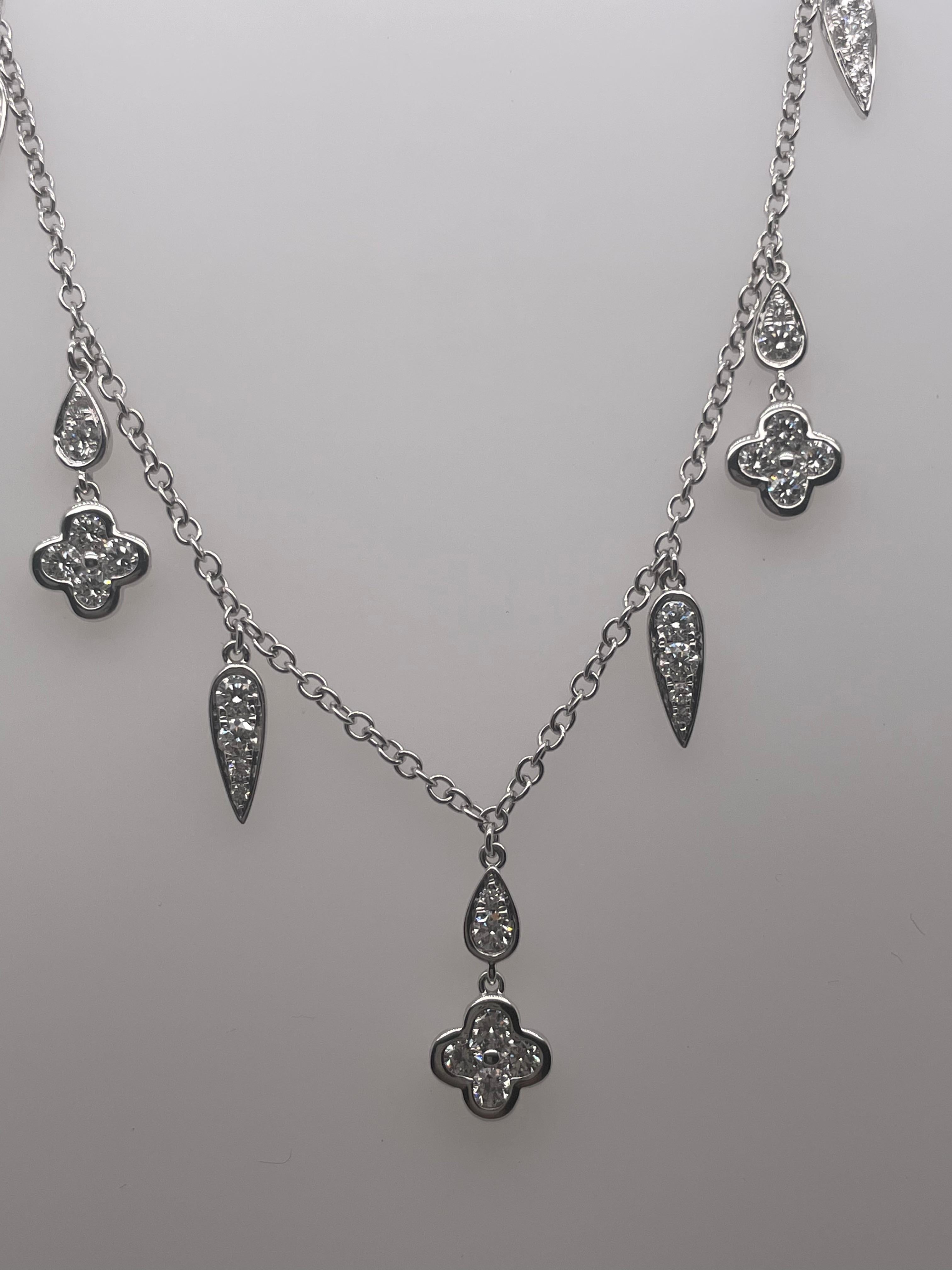 Modern Multi Charm White Gold Necklace For Sale