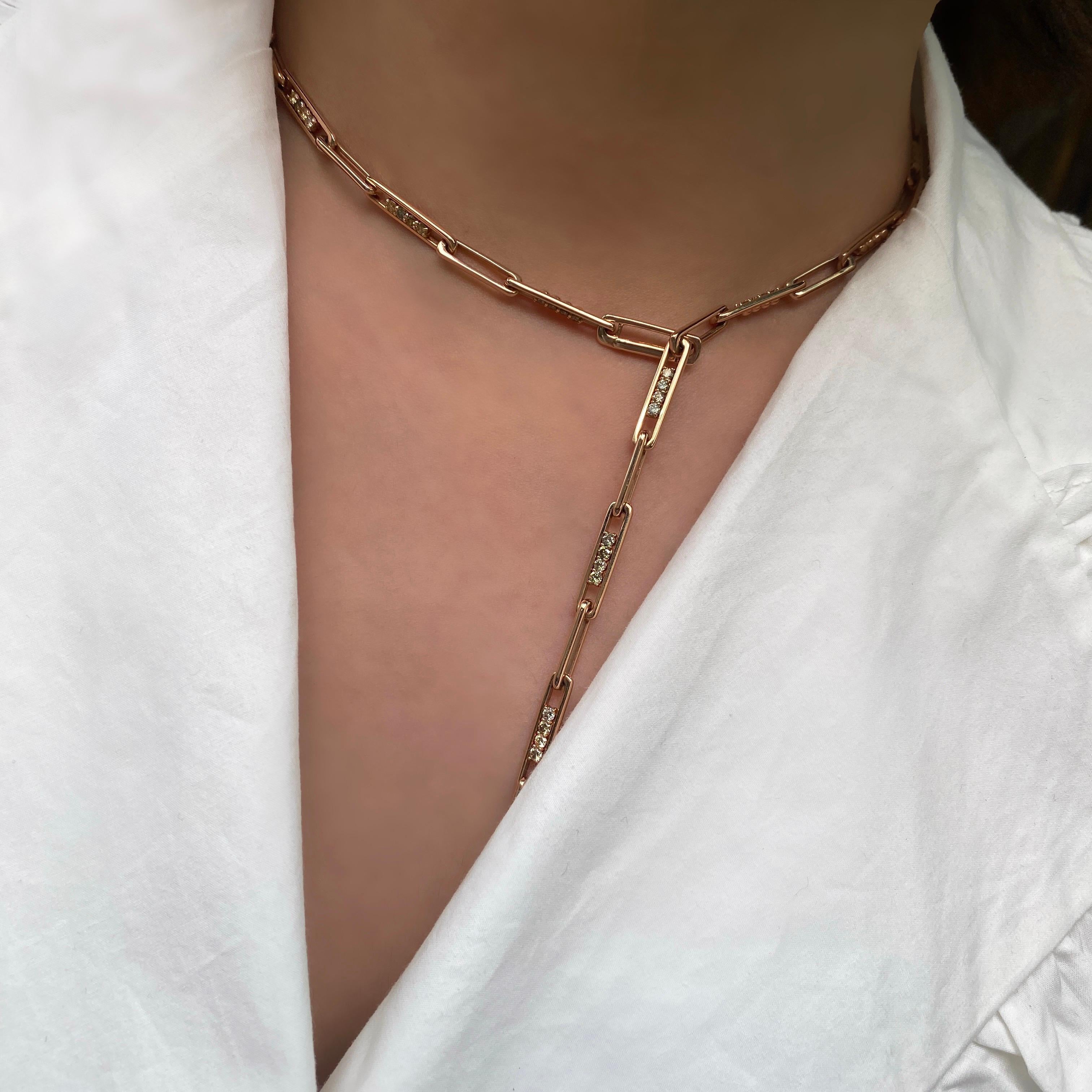 Collana di diamanti multi-cognac di SOONHEE (taglia L : lunghezza 62 cm) in vendita 4