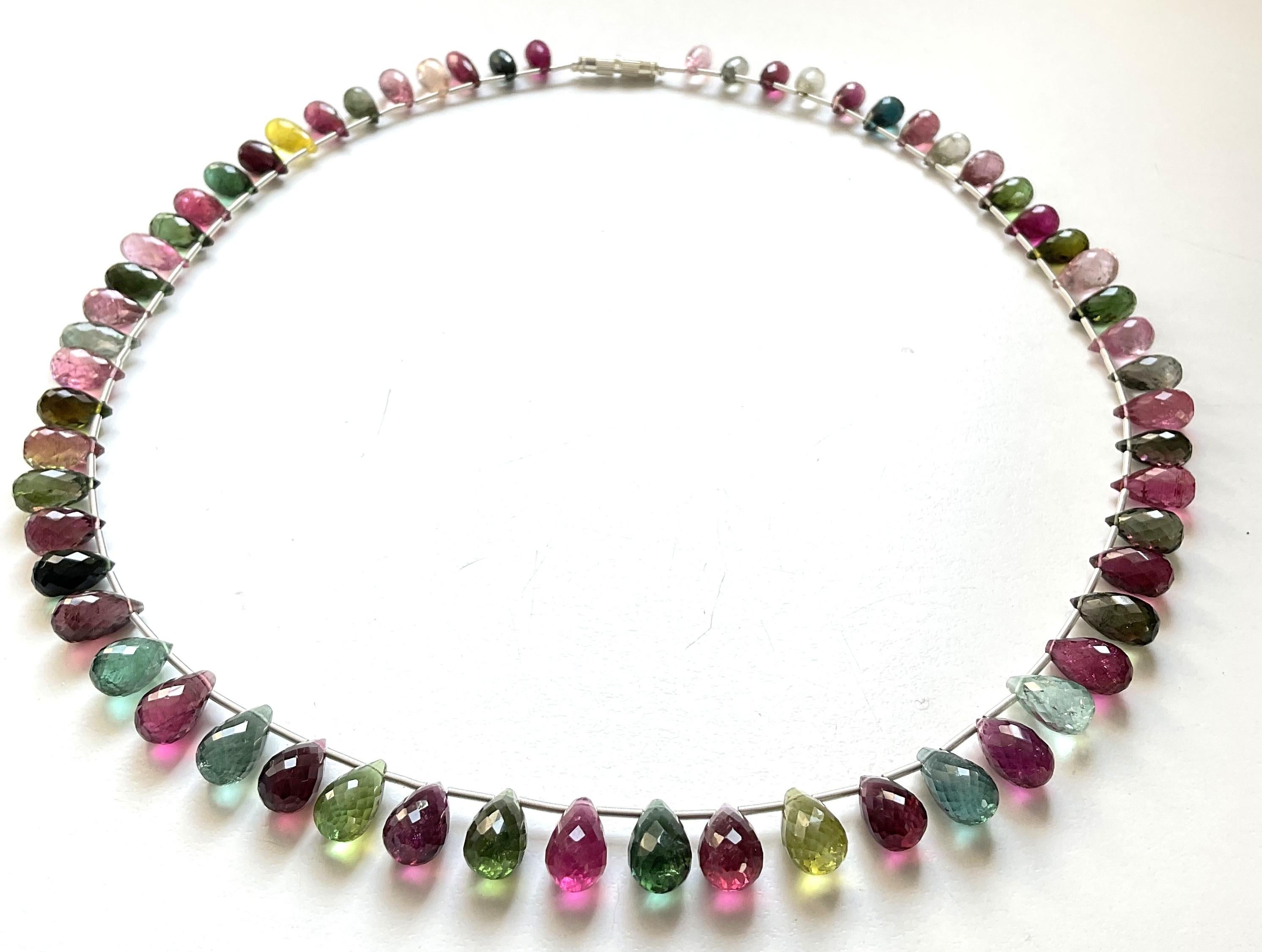 Pear Cut Multi Color 176.64 Carats Tourmaline Top Quality Natural Faceted Drops Necklace For Sale