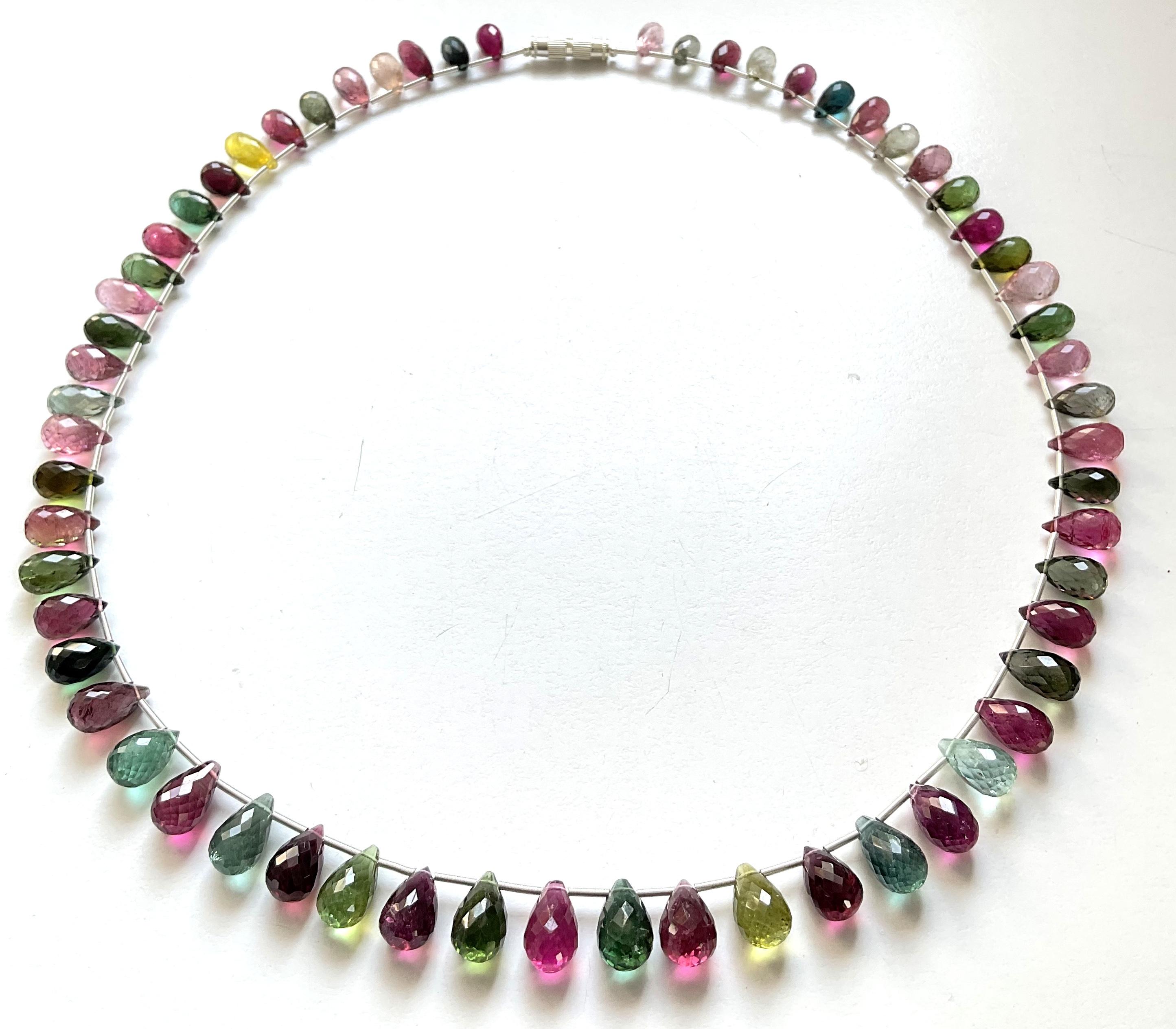 Multi Color 176.64 Carats Tourmaline Top Quality Natural Faceted Drops Necklace In New Condition For Sale In Jaipur, RJ