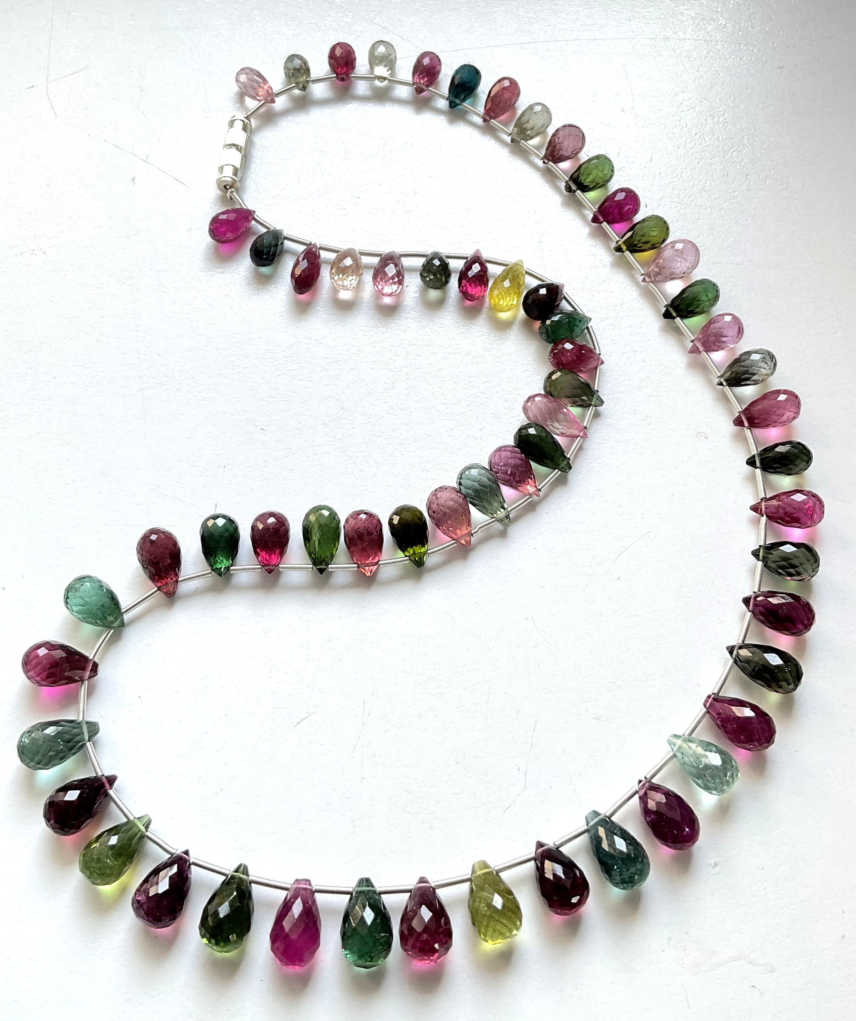 Women's or Men's Multi Color 176.64 Carats Tourmaline Top Quality Natural Faceted Drops Necklace For Sale