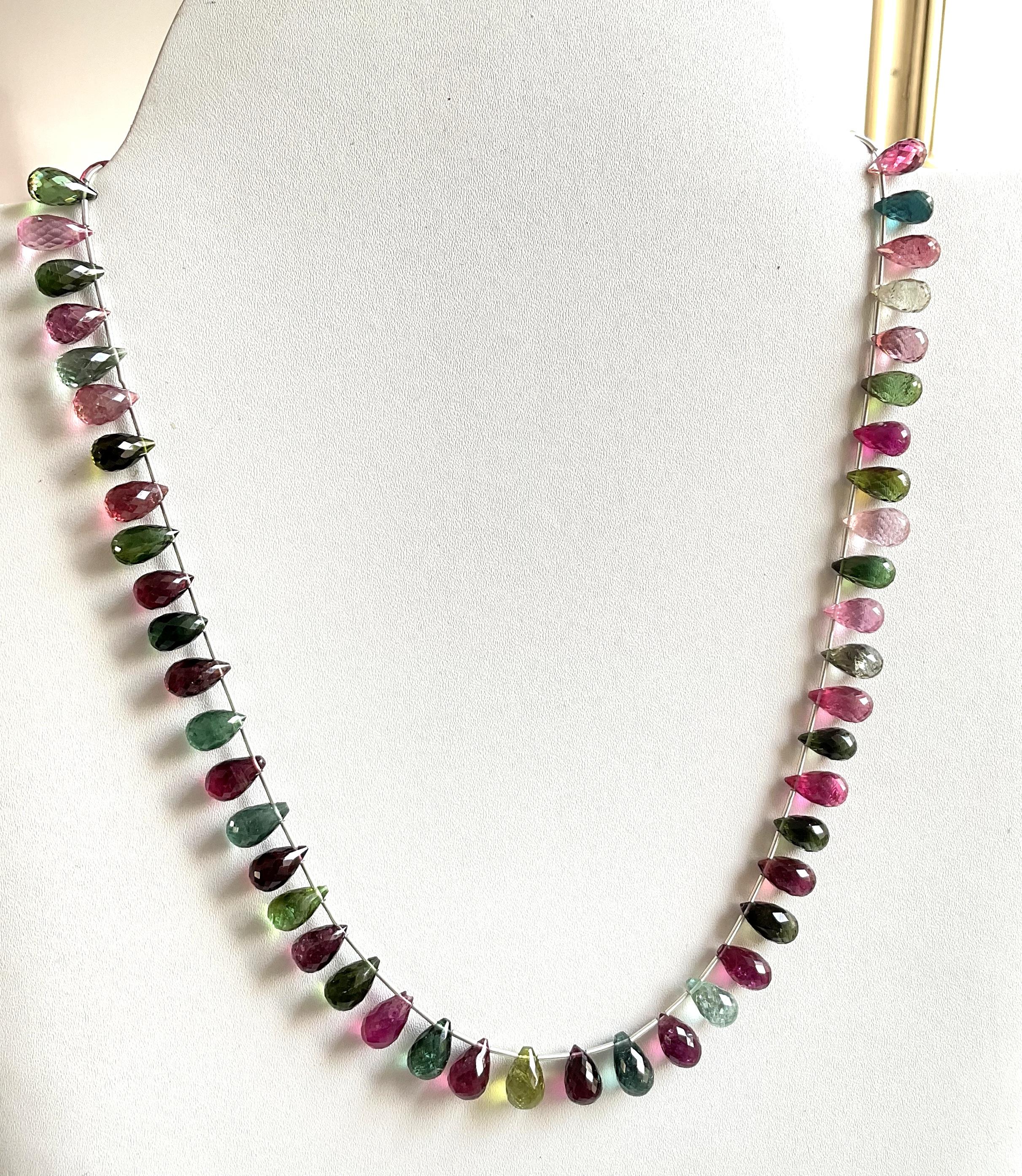 Multi Color 176.64 Carats Tourmaline Top Quality Natural Faceted Drops Necklace For Sale 1