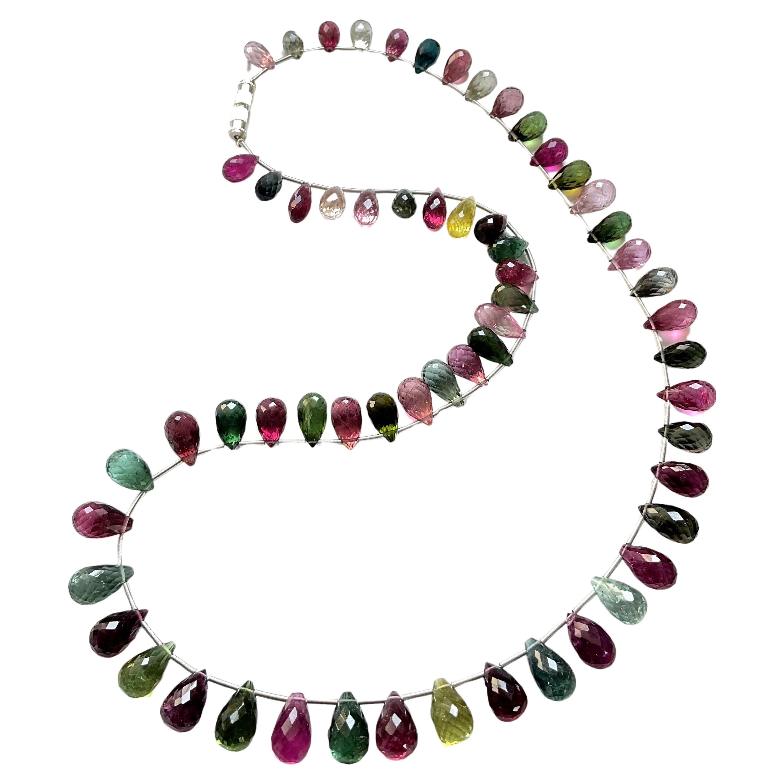 Multi Color 176.64 Carats Tourmaline Top Quality Natural Faceted Drops Necklace For Sale