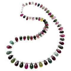 Multi Color 176.64 Carats Tourmaline Top Quality Natural Faceted Drops Necklace