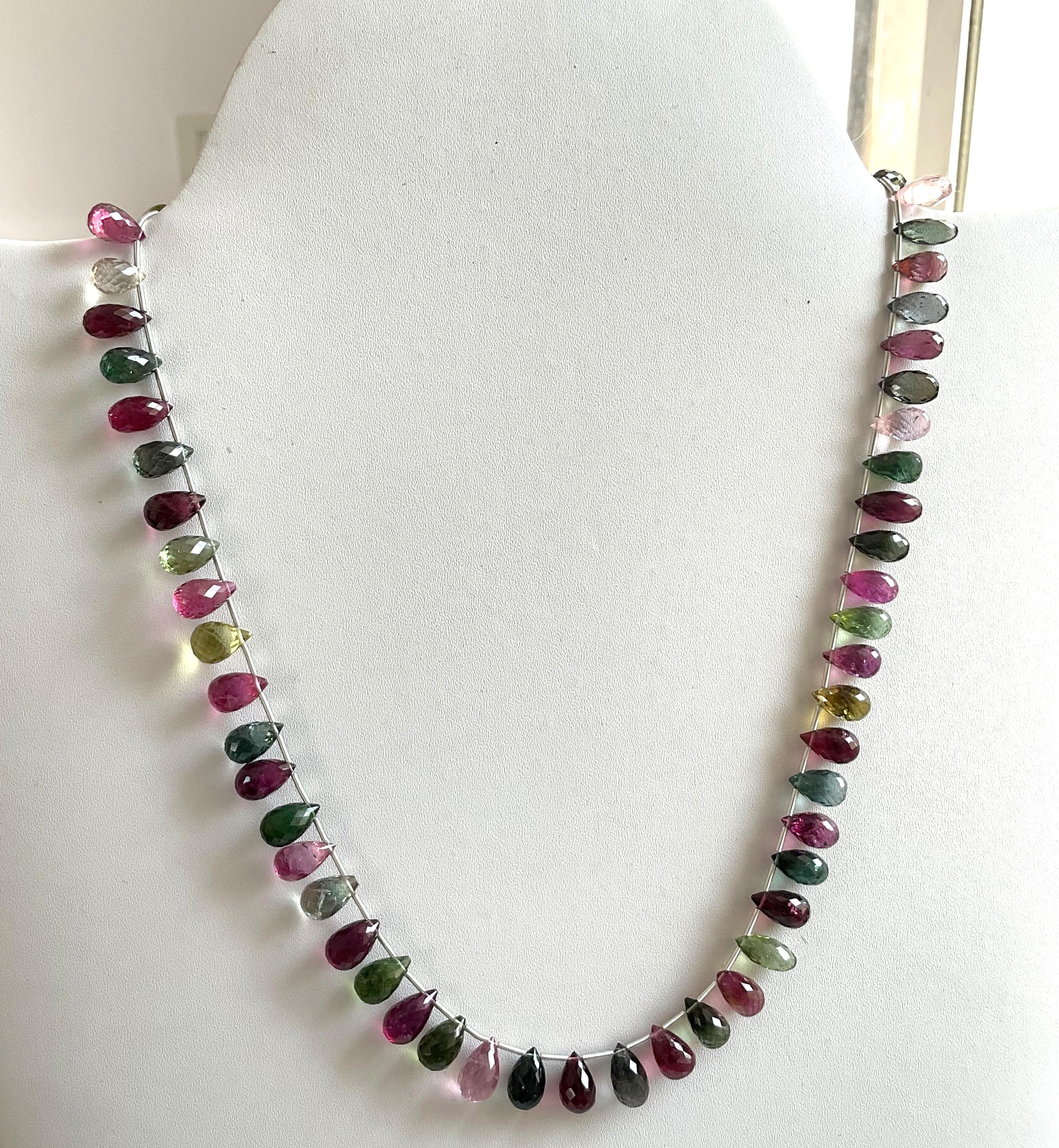 Multi Color 178.85 Carats Tourmaline Top Quality Natural Faceted Drops Necklace For Sale 4