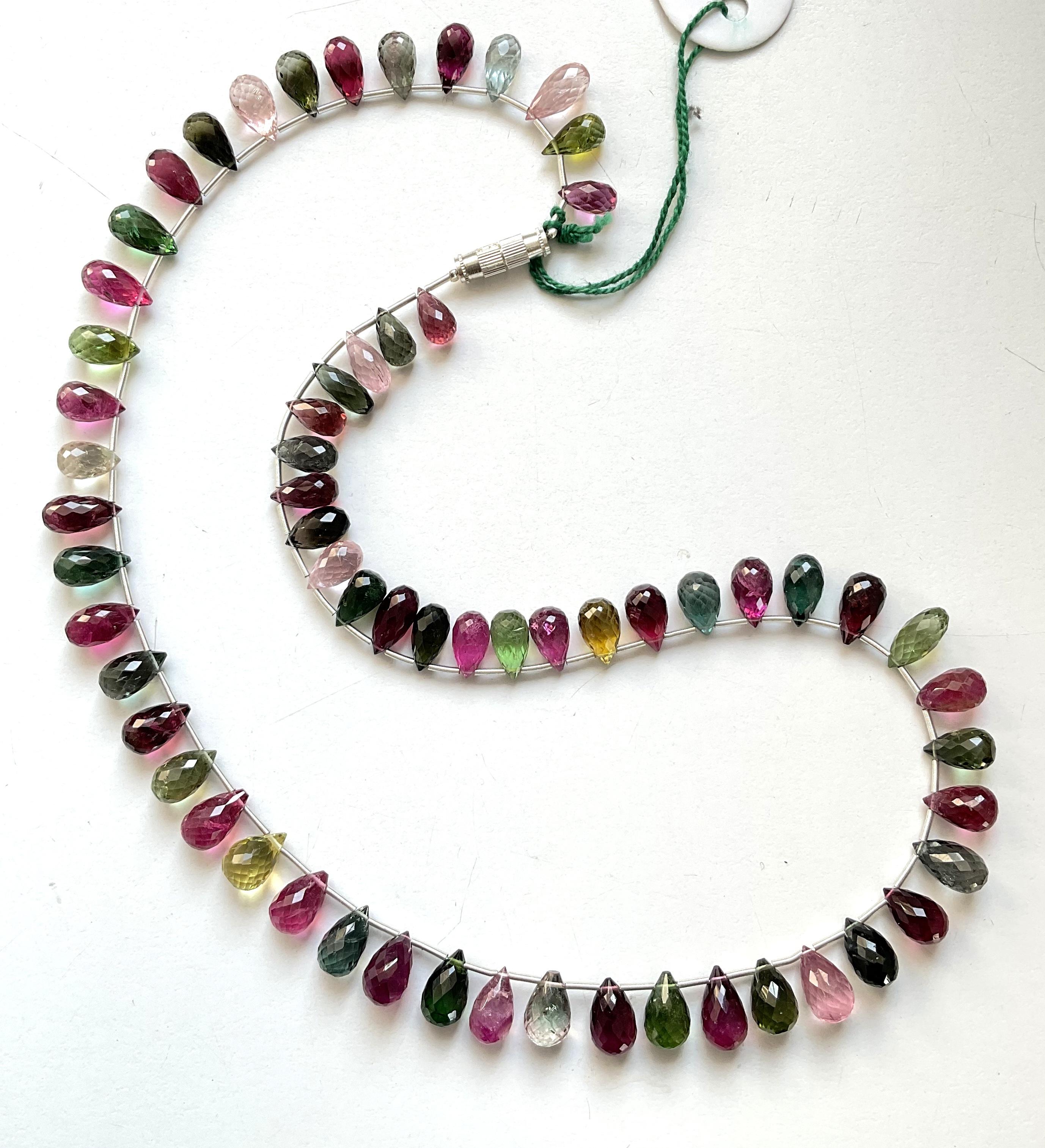 Multi Color 178.85 Carats Tourmaline Top Quality Natural Faceted Drops Necklace For Sale 5