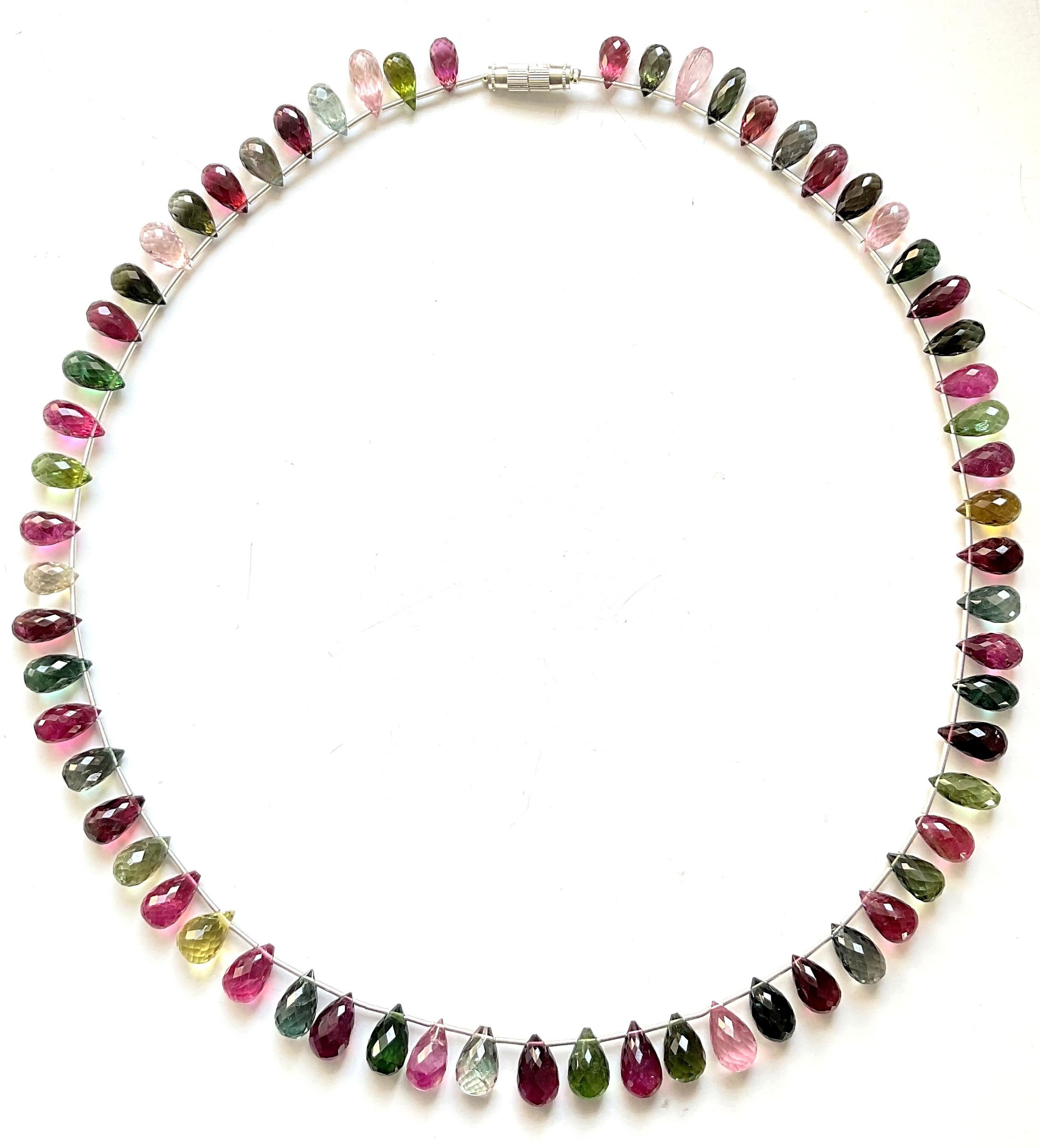 Pear Cut Multi Color 178.85 Carats Tourmaline Top Quality Natural Faceted Drops Necklace For Sale