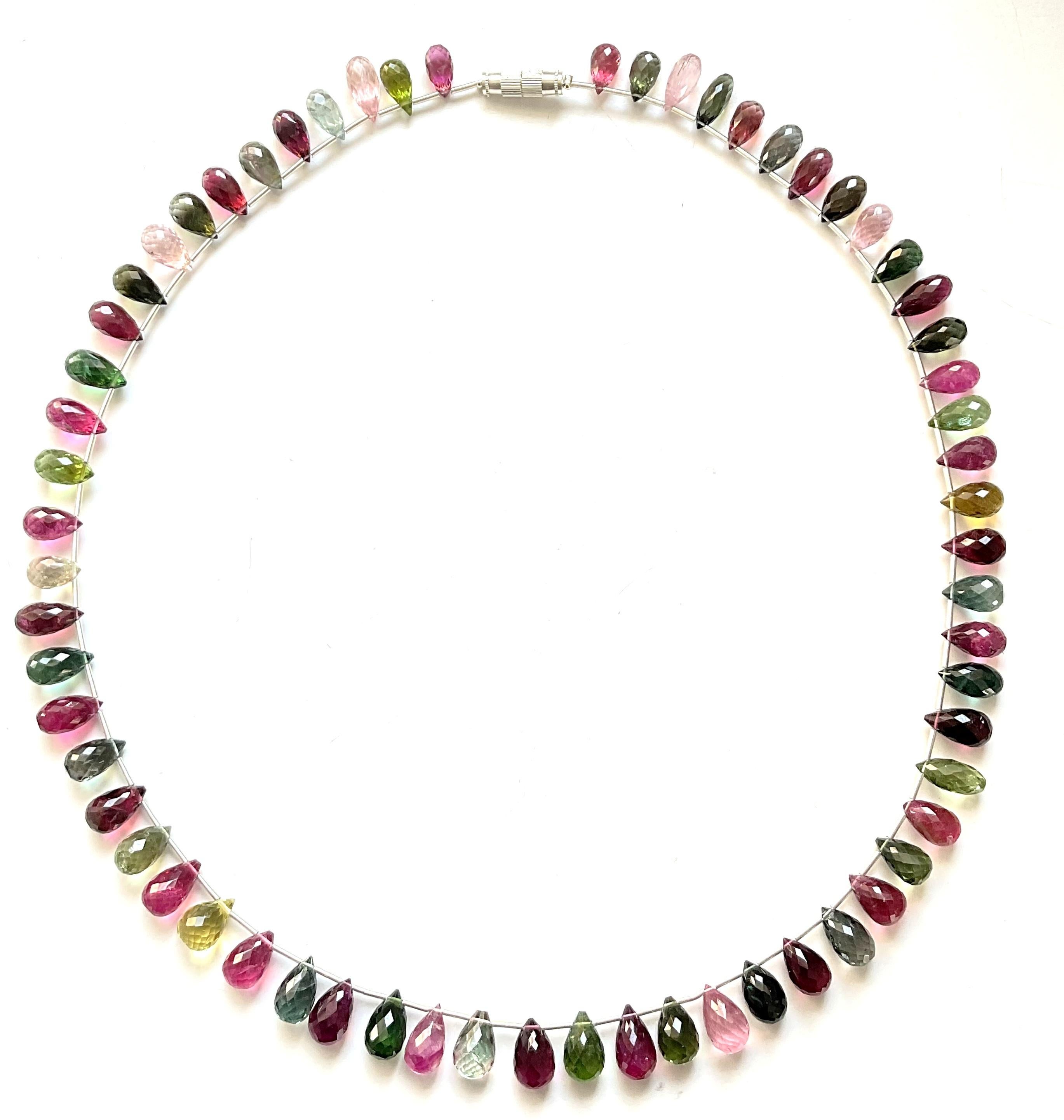 Multi Color 178.85 Carats Tourmaline Top Quality Natural Faceted Drops Necklace In New Condition For Sale In Jaipur, RJ