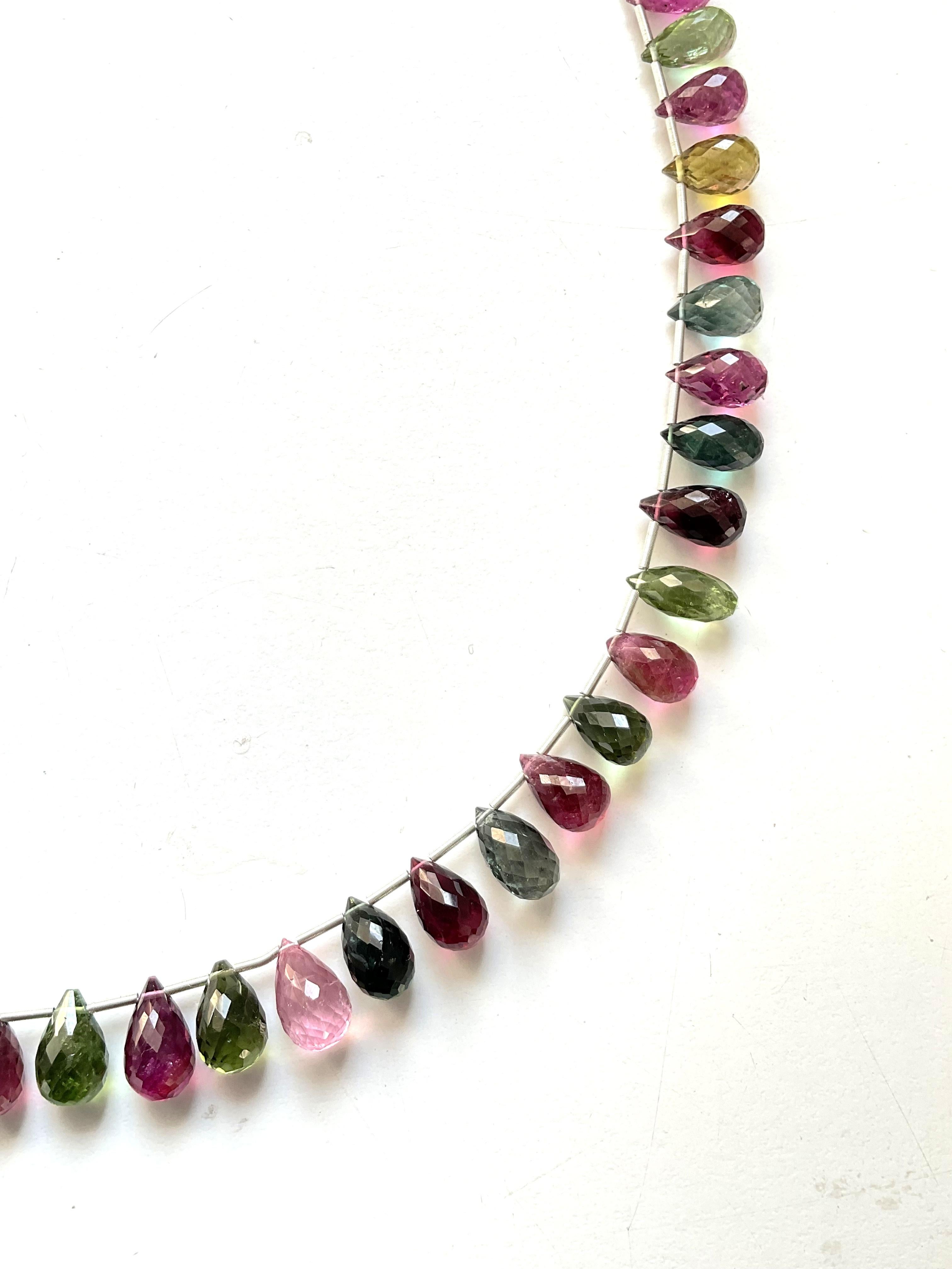 Women's or Men's Multi Color 178.85 Carats Tourmaline Top Quality Natural Faceted Drops Necklace For Sale