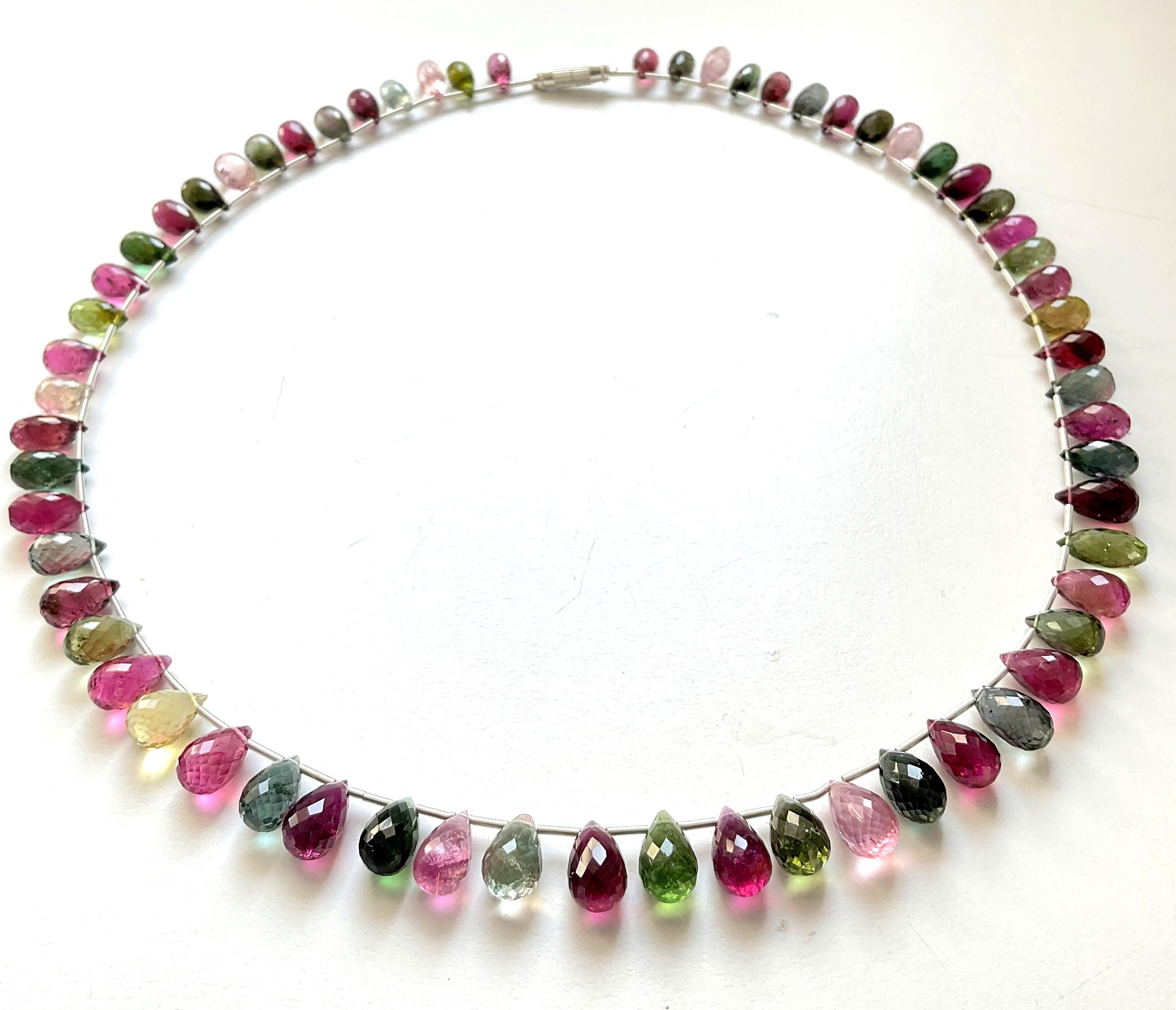 Multi Color 178.85 Carats Tourmaline Top Quality Natural Faceted Drops Necklace For Sale 1