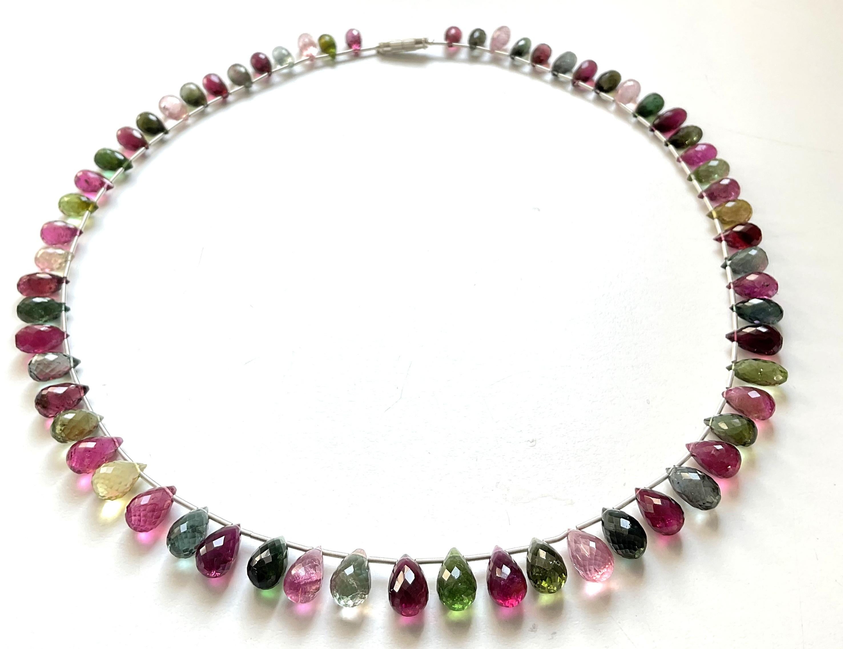 Multi Color 178.85 Carats Tourmaline Top Quality Natural Faceted Drops Necklace For Sale 2