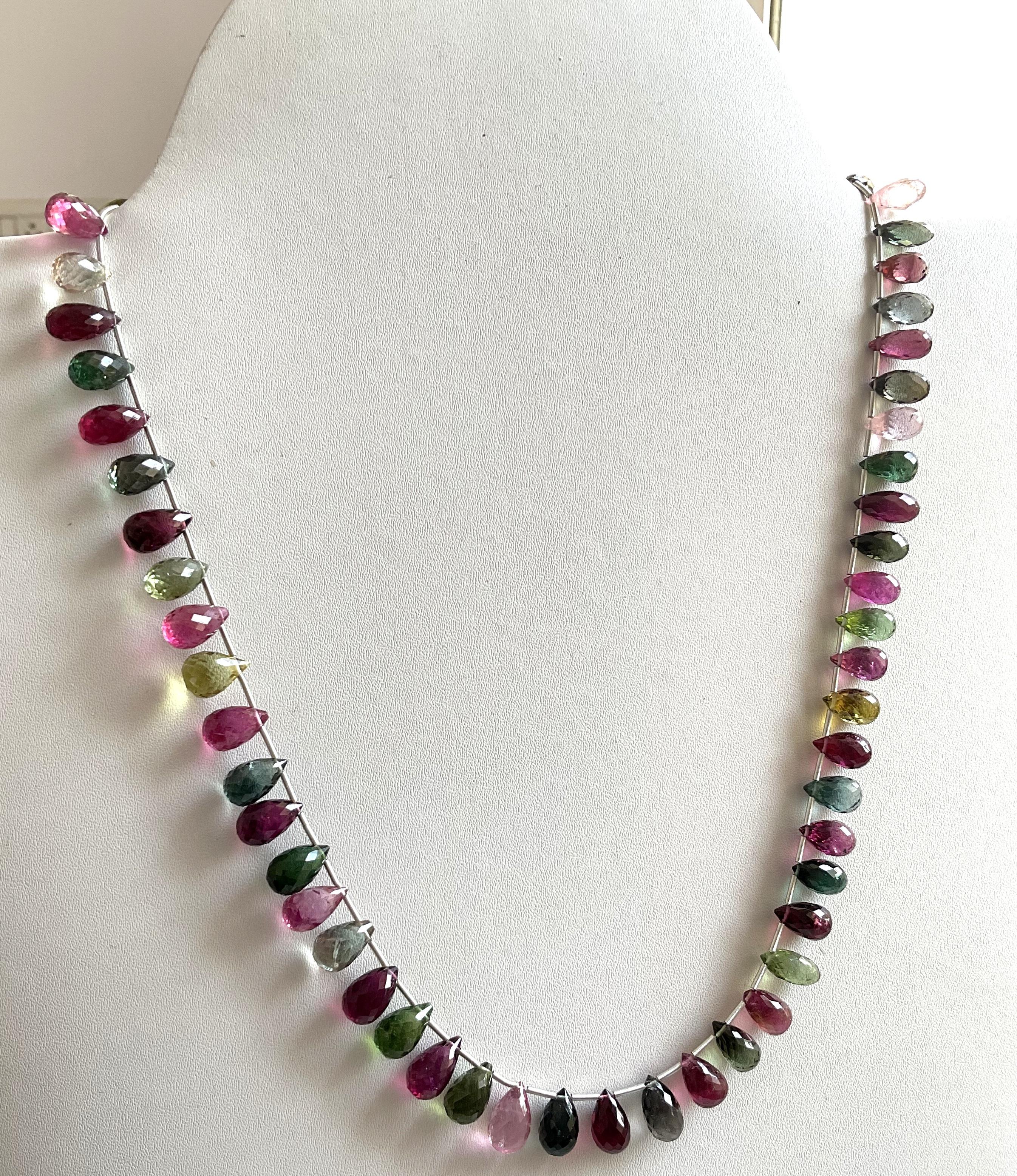 Multi Color 178.85 Carats Tourmaline Top Quality Natural Faceted Drops Necklace For Sale 3