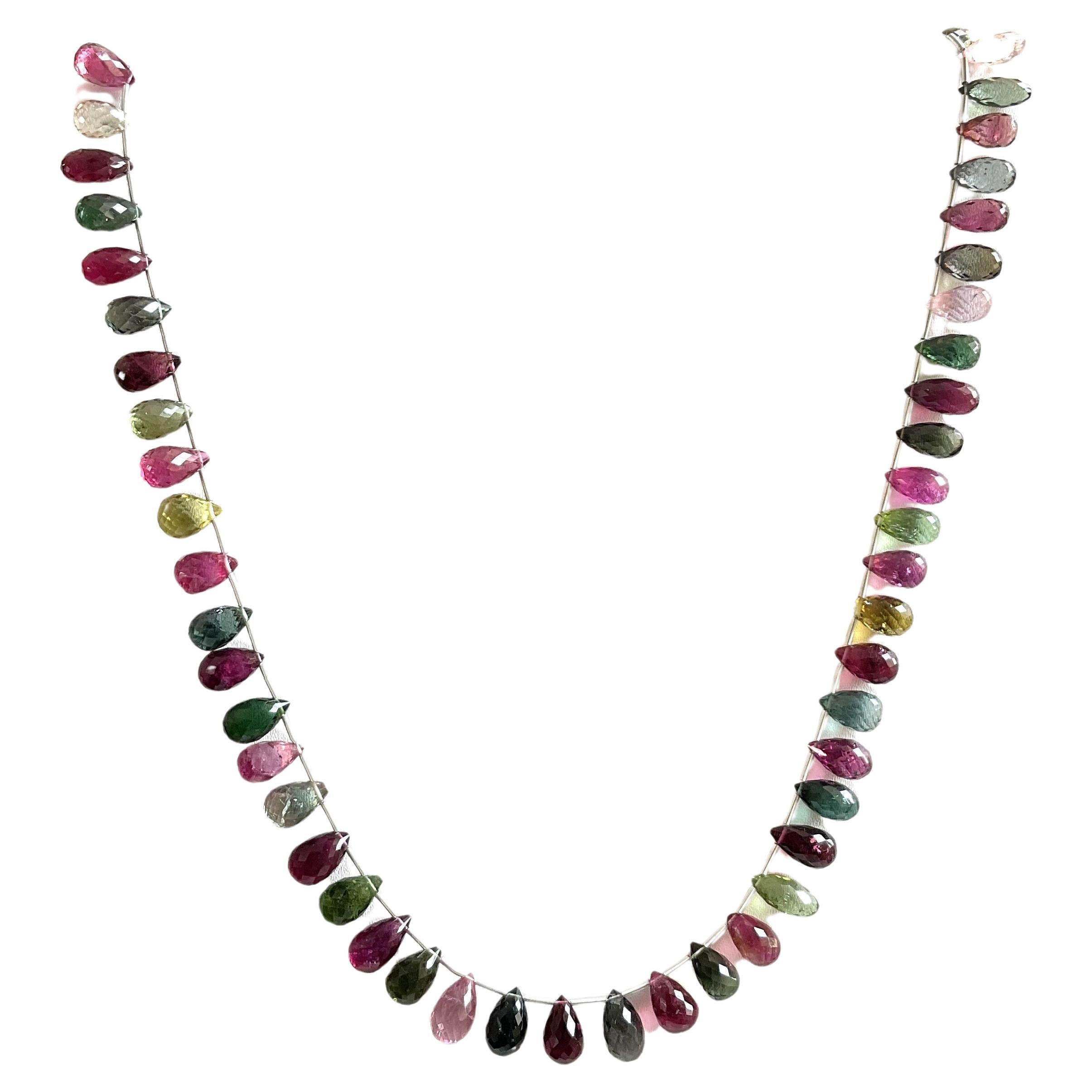 Multi Color 178.85 Carats Tourmaline Top Quality Natural Faceted Drops Necklace For Sale