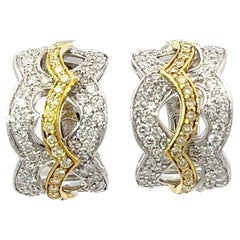 Multi Color 18K White & Yellow Gold Diamond Earrings