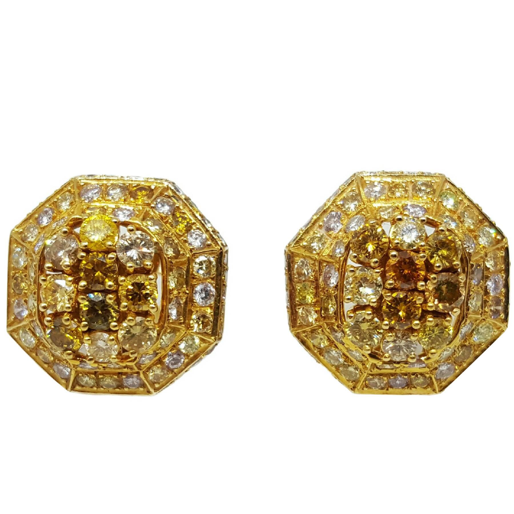 Multi-Color 8.00 Carat Diamond Earrings For Sale