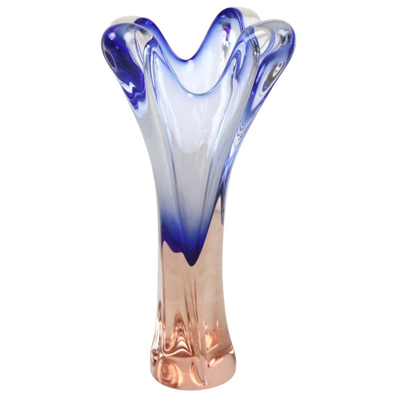Multi-Color Art Glass Vase by Josef Hospodka for Glass Factory Chribska, 1960s For Sale