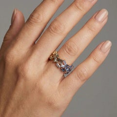6.16ct Baguette Multi-Color Sapphire 14K Yellow Gold Stacked Band Ring