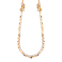 Multi-Color Briolette Cut Diamond Gold Chain Necklace