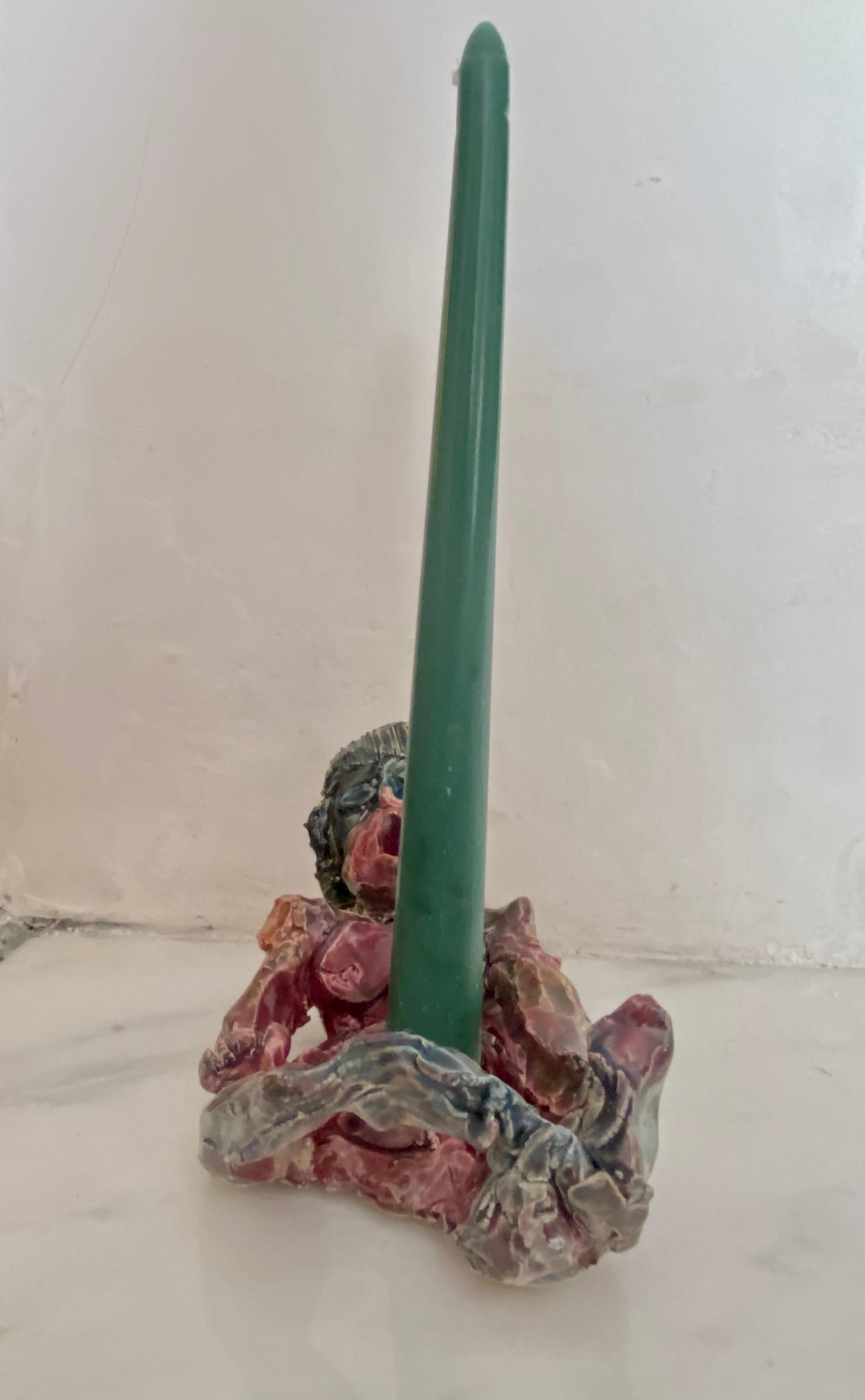 XXIe siècle et contemporain Porte-bougies figuratif en céramique multicolore de Mattia Biagi, XXIe siècle en vente