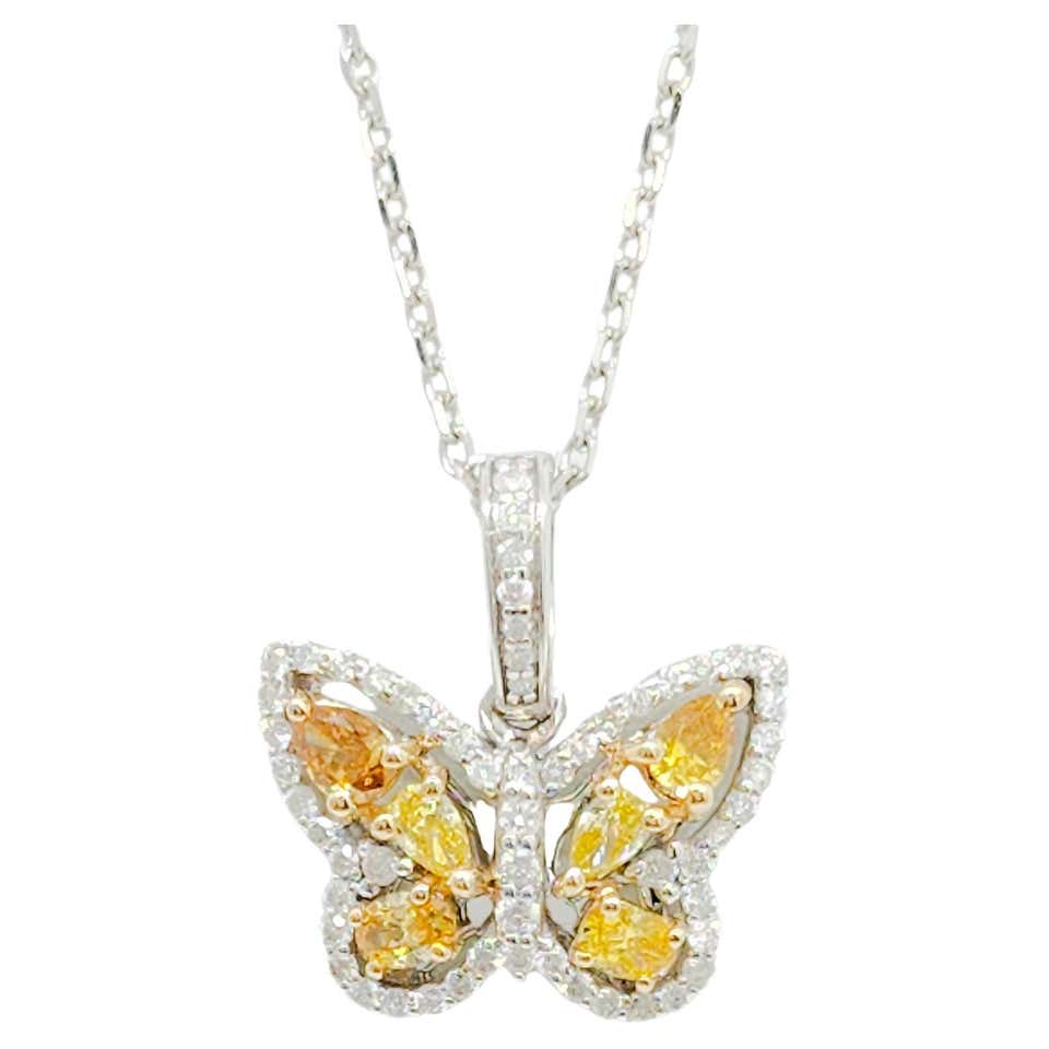 14 Karat White Gold Butterfly Necklace On Suede For Sale At 1stDibs 14-karat-white-gold-butterfly-necklace-on-suede-for-sale-at-1stdibs