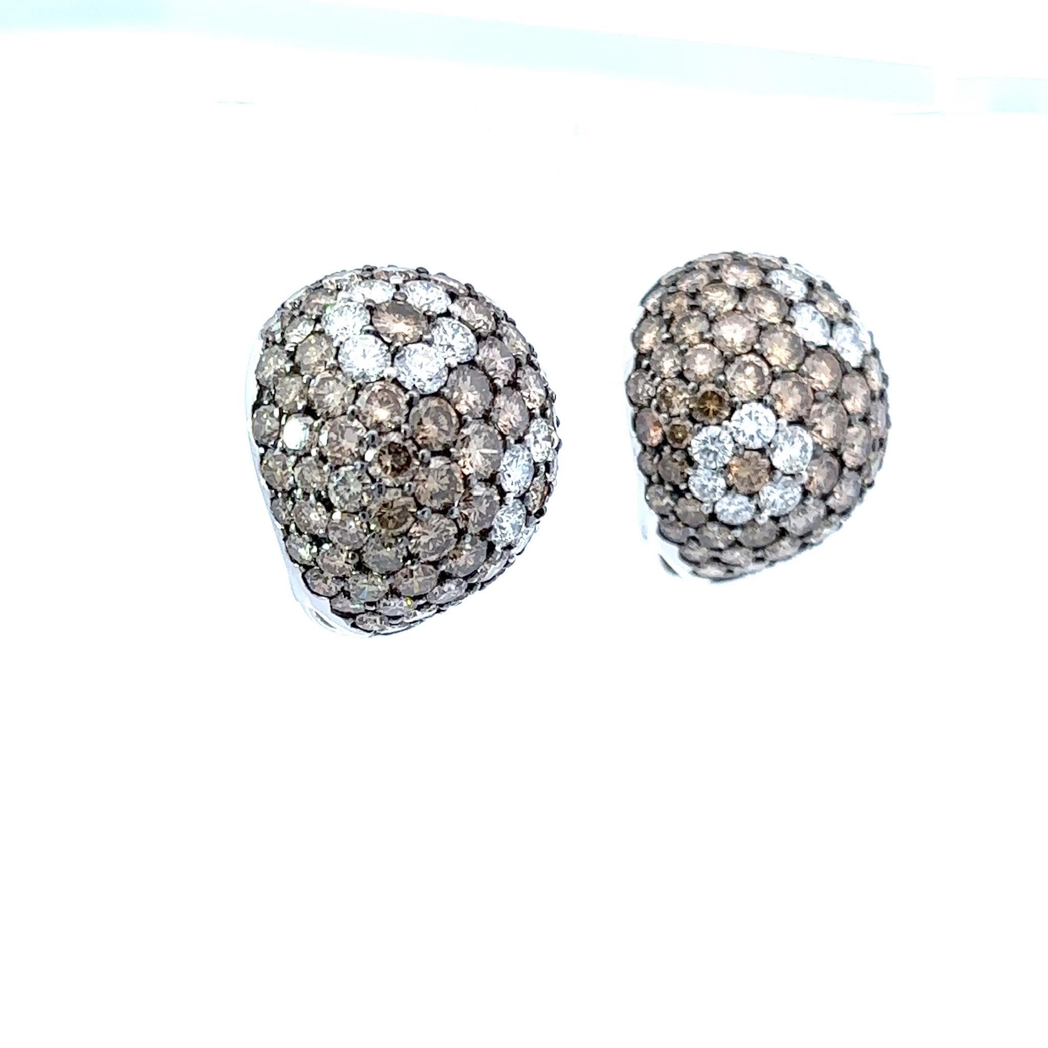 Round Cut Multi-Color Diamond Dome Earrings For Sale