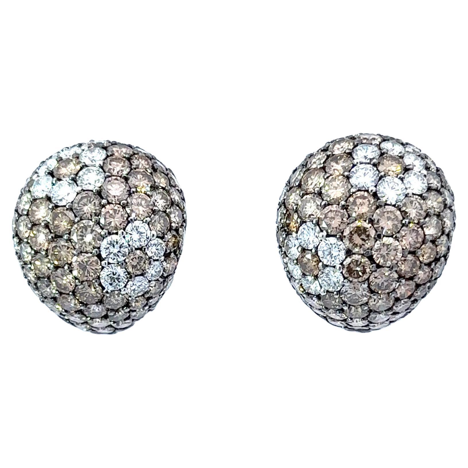 Multi-Color Diamond Dome Earrings For Sale