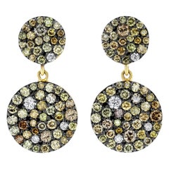 Multi-Color Diamond Medallion Earrings