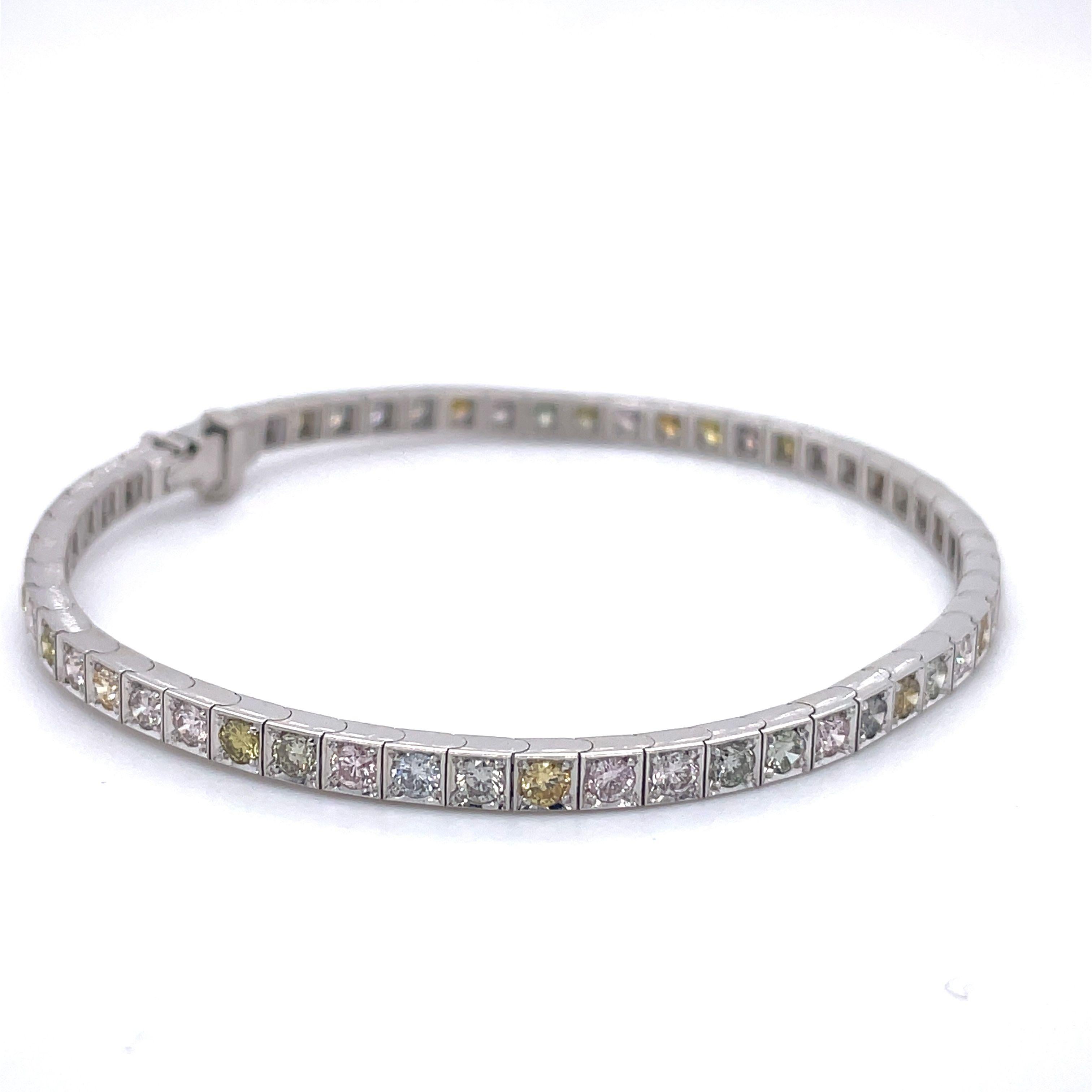 Multi Color Diamonds Tennis Bracelet 18K white gold bracelet AIG