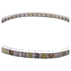 Multi Color Diamonds Tennis Bracelet, 18K white gold bracelet, AIG certification