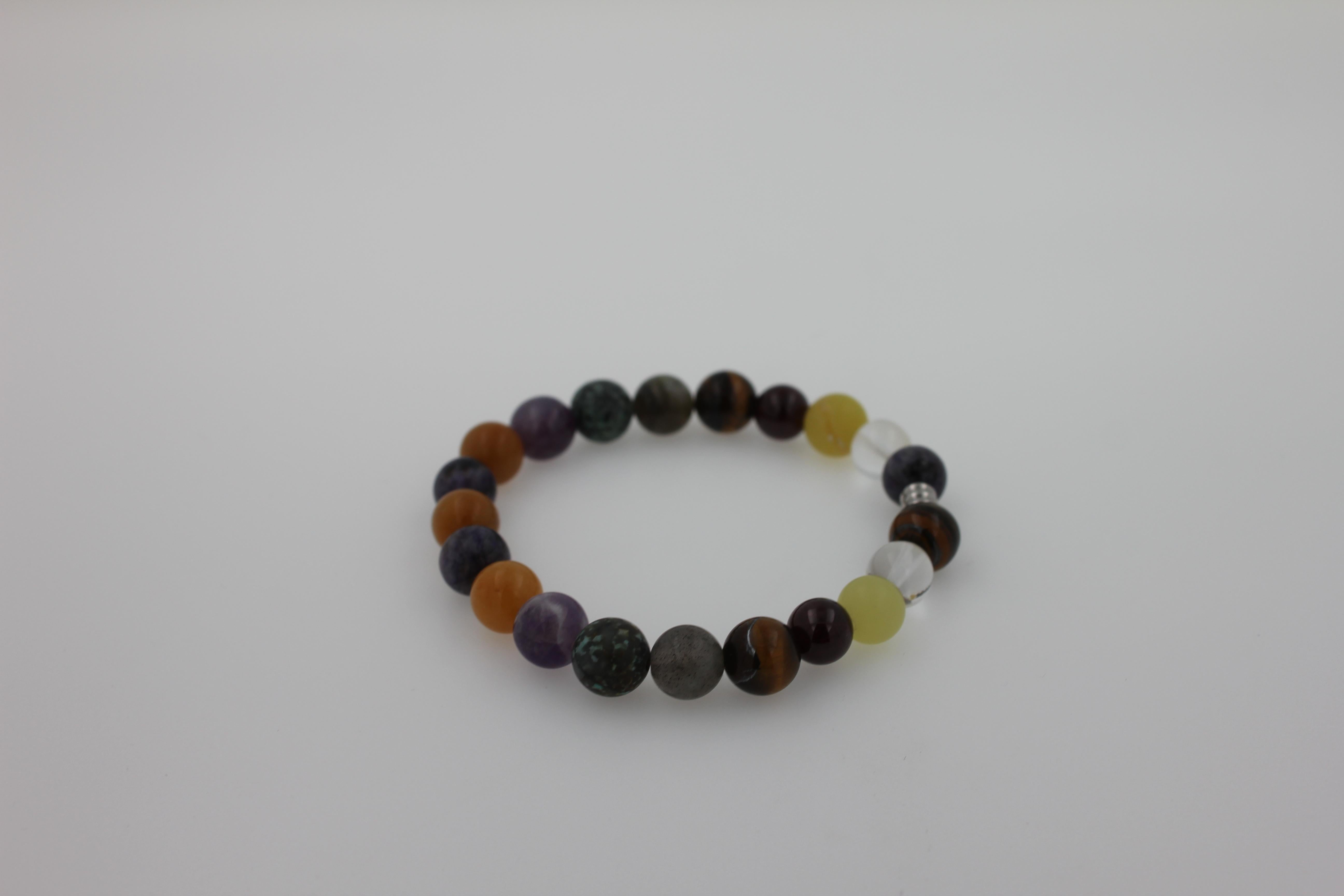 Multi Color Earth Gemstone Round Chakra Beads Stretchy Unique Statement Bracelet
Size of Bracelet - Fits Wrist Sizes of 6-9 Inches (Flexible Stretching Wire)
Natural, Genuine Gemstones