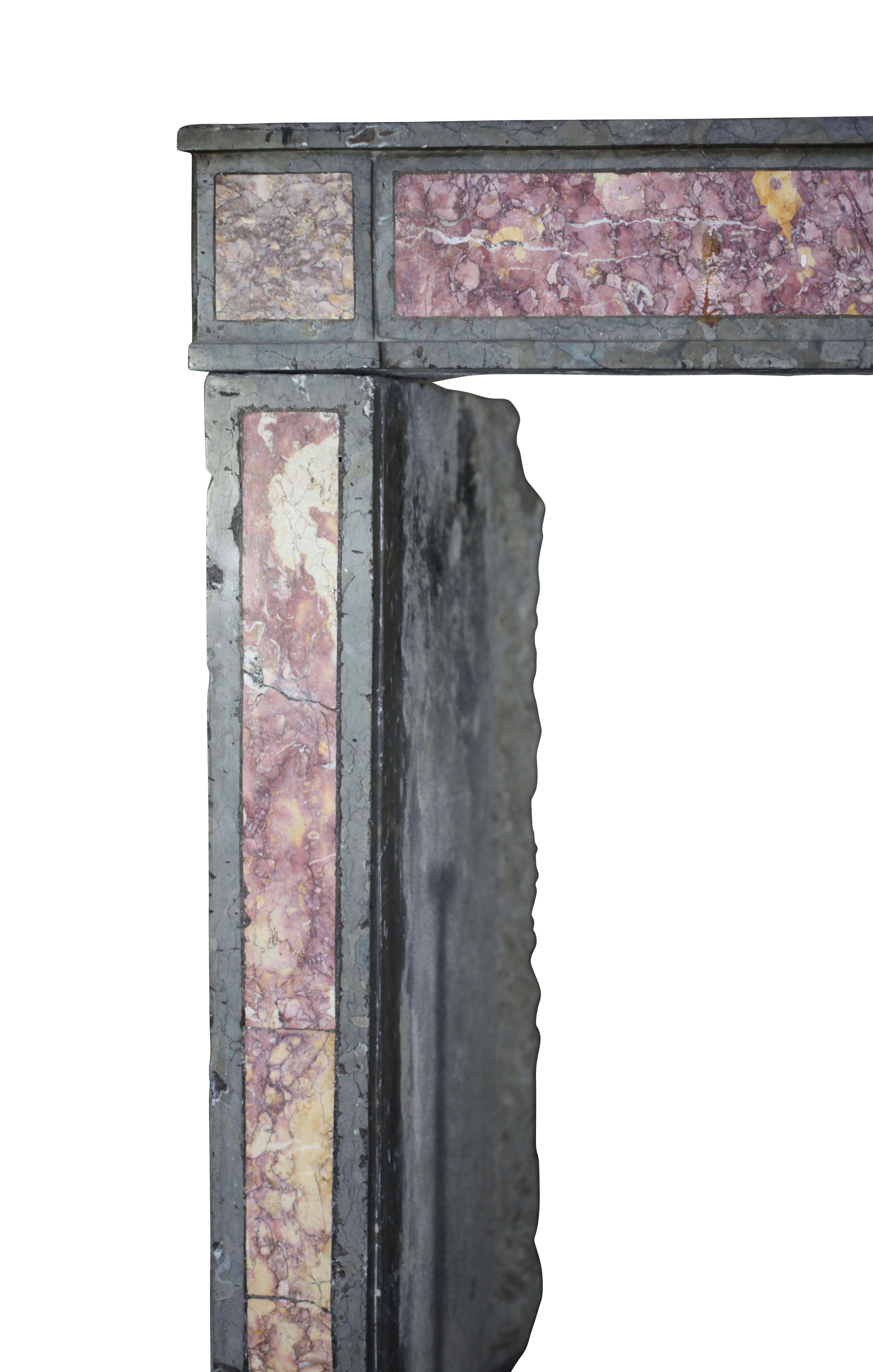 Multi-Color Fine European Antique Fireplace Surround In Excellent Condition For Sale In Beervelde, BE