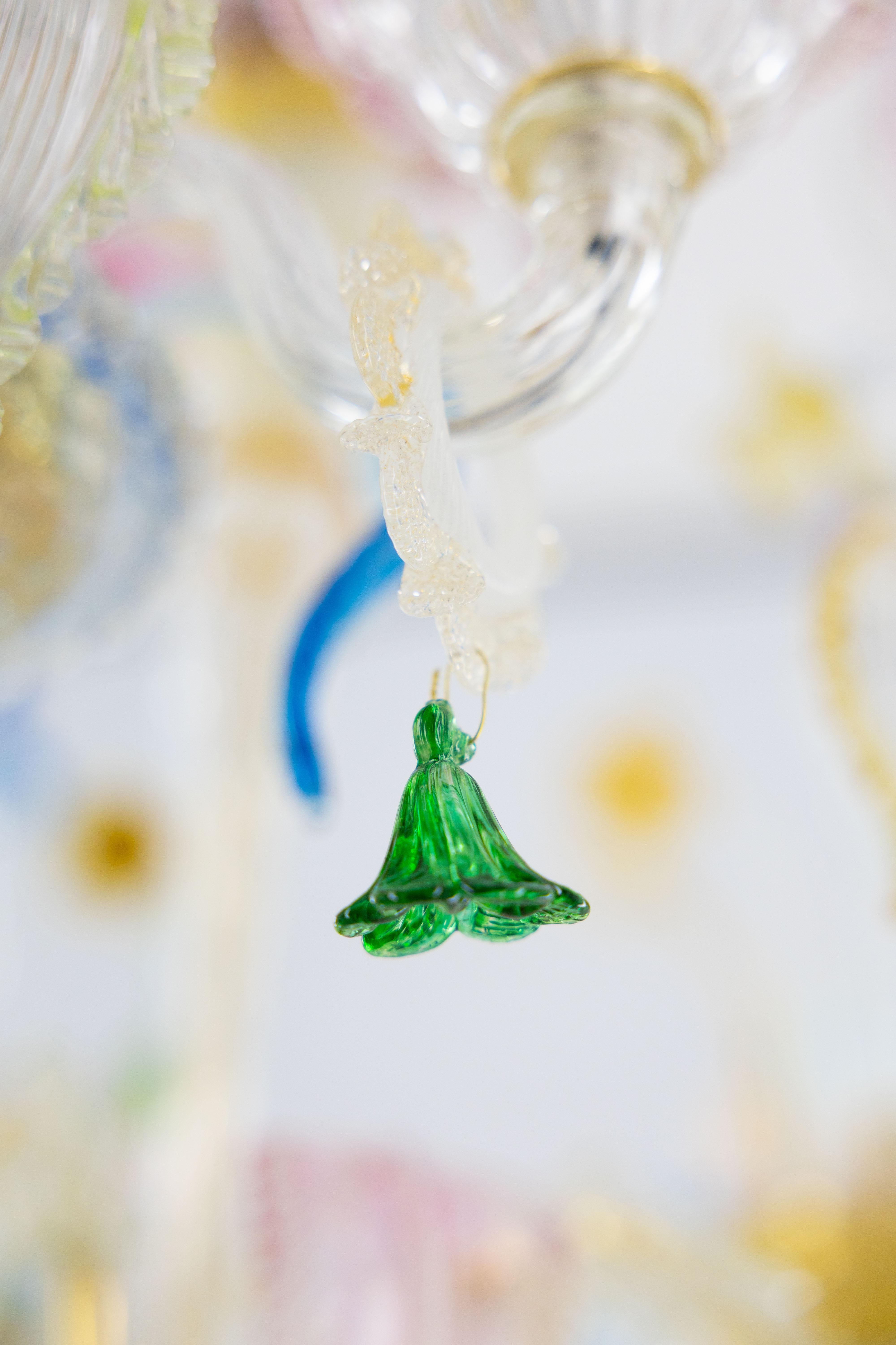 Multi-Color Floral Chandelier in Blown Murano Glass Deco, Giovanni Dalla Fina For Sale 13