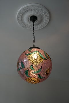 Multi-Color Floral Murano Glass Globe Pendant