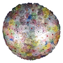 Multi-Color Flowers Basket Murano Glass Ceiling Light