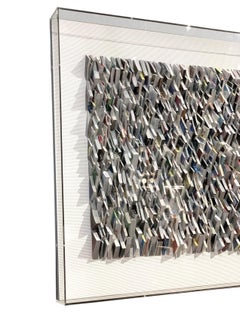 Multi Color Folded Magazine Pages Wall Sculpture, Belgium, Contemporary