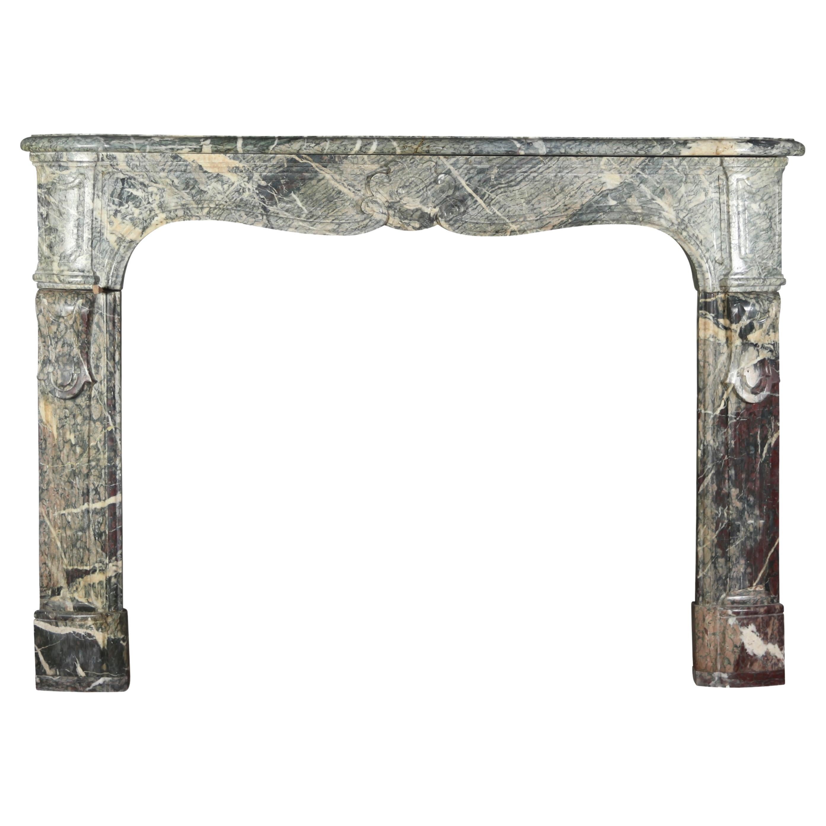 Multi Color French Campan Marble Antique Fireplace Surround