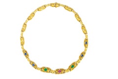 Multi Color Gem Gold Necklace